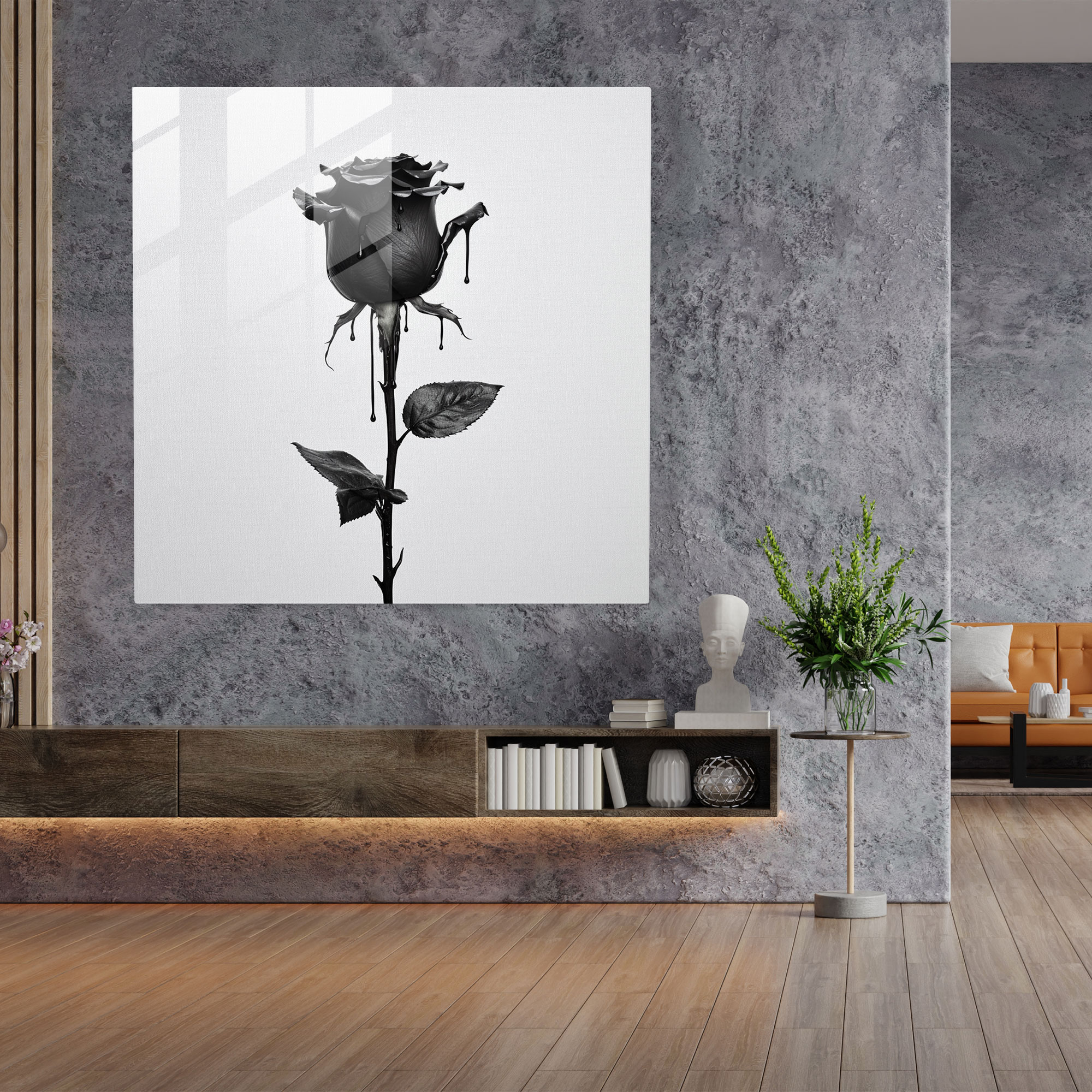 Godfather Glass Print - Minimalist Black Rose - Godfather, Godfather, Modern Art, Wall Decoration