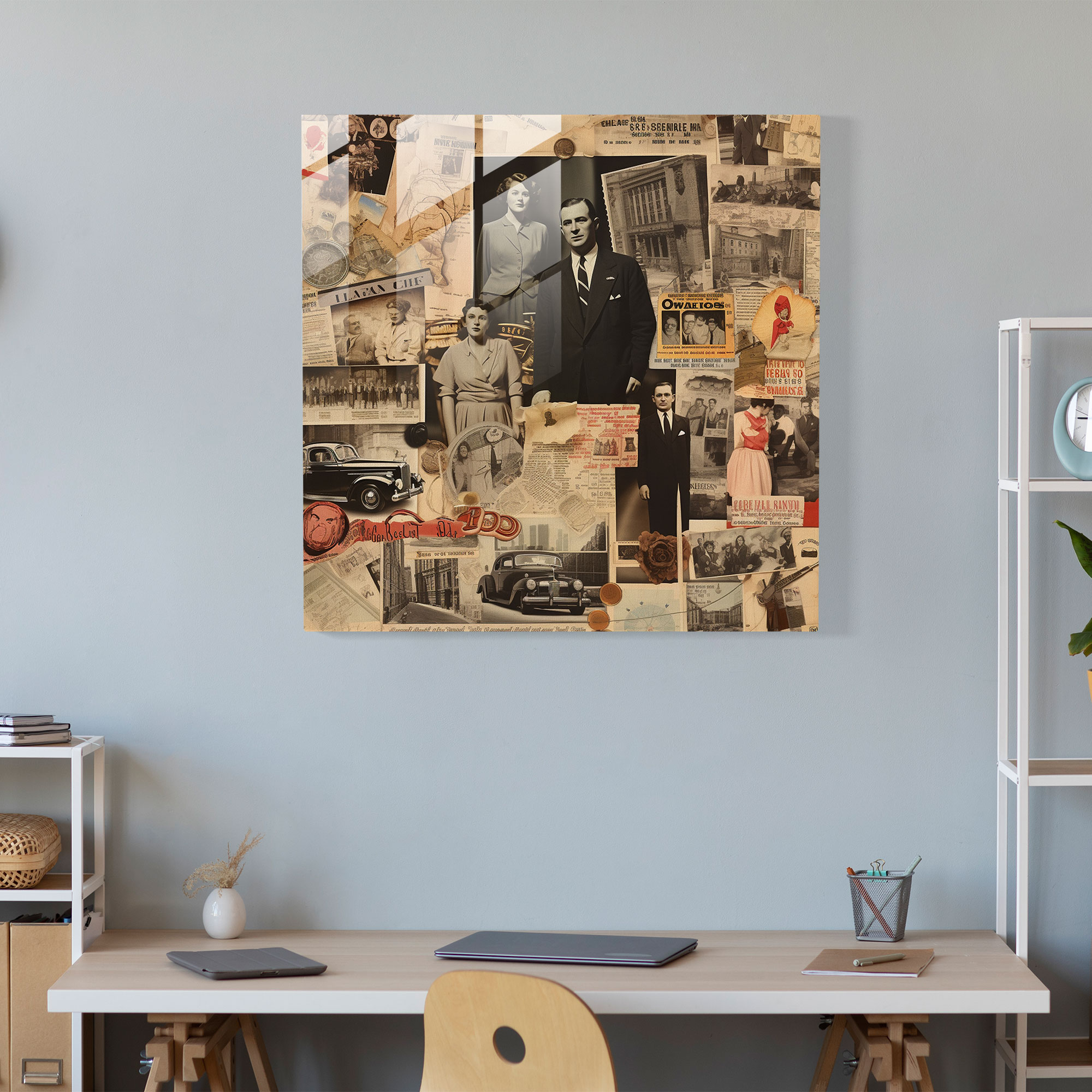 Godfather Glass Print - Vintage Mob Collage - Godfather, Wall Decoration, Glass Print, Intrigue And Mystery