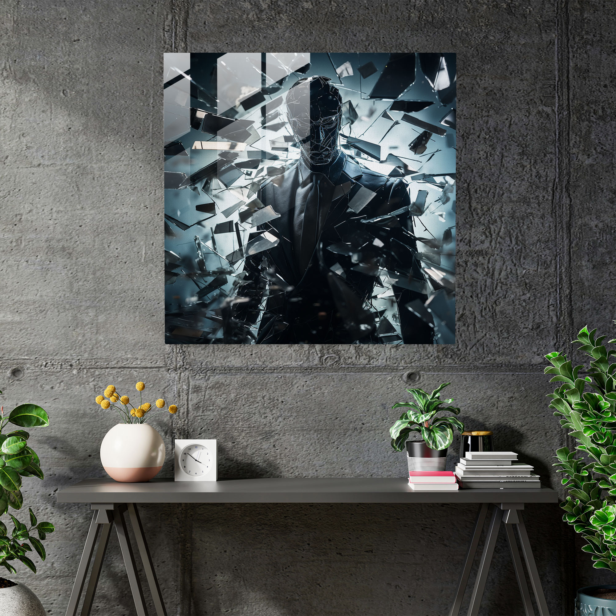 Godfather Glass Print - Shattered Glass Silhouette - Godfather, Glass Print, Glass Wall Art, Home Decoration