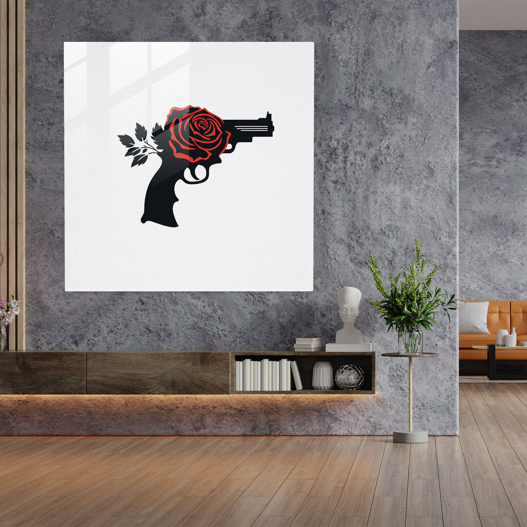 Der Pate Glasbild - Pate Pistole Silhouette Moderne Kunst