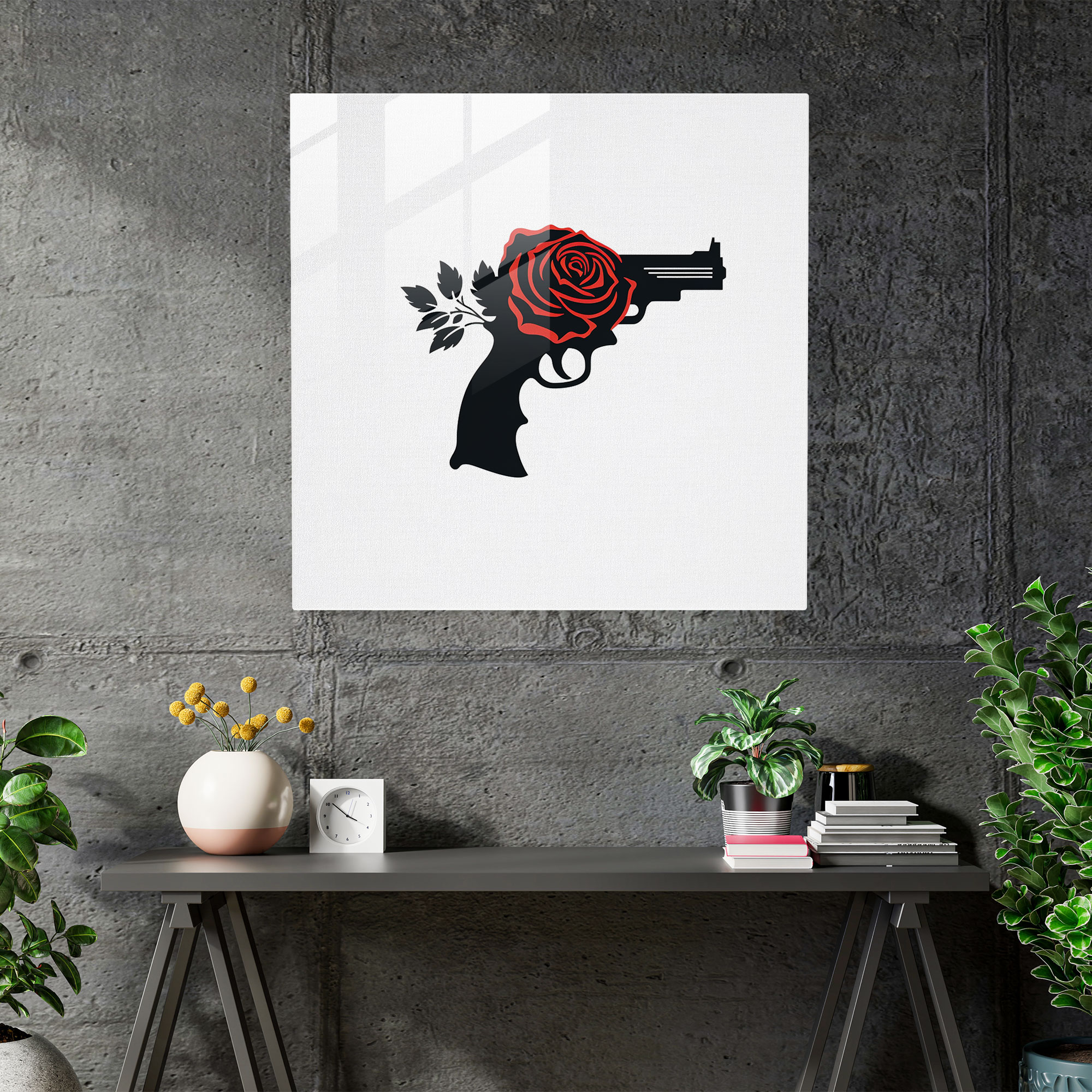 Der Pate Glasbild - Pate Pistole Silhouette Moderne Kunst