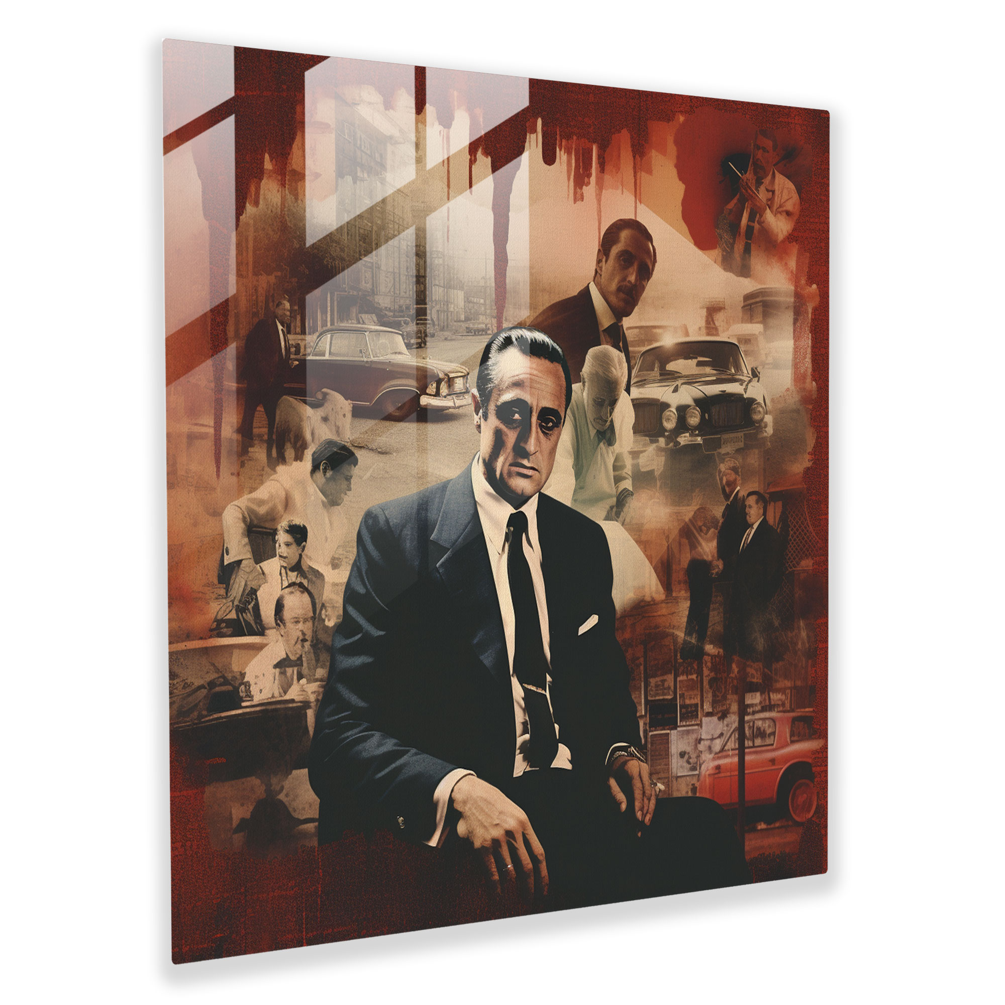 Godfather Glass Print - Godfather, Modern Art, Retro Collage Artwork, Home Decoration