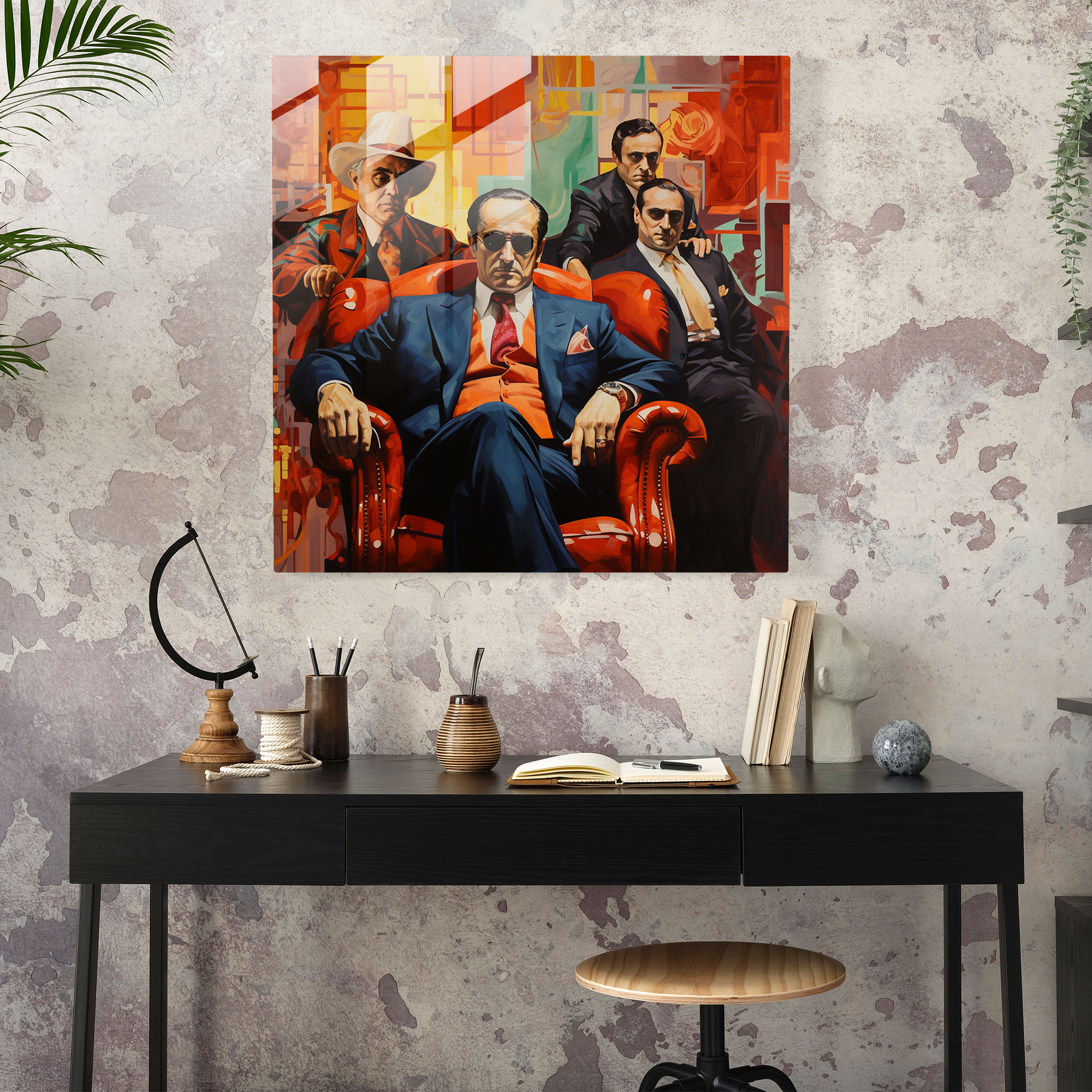 Glasbild Pate - Pate Intrige Mafia-Imagery Glas Wandkunst