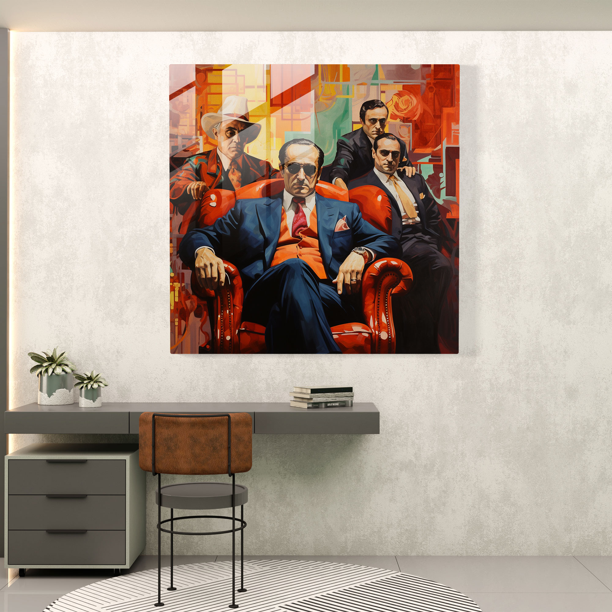 Glasbild Pate - Pate Intrige Mafia-Imagery Glas Wandkunst