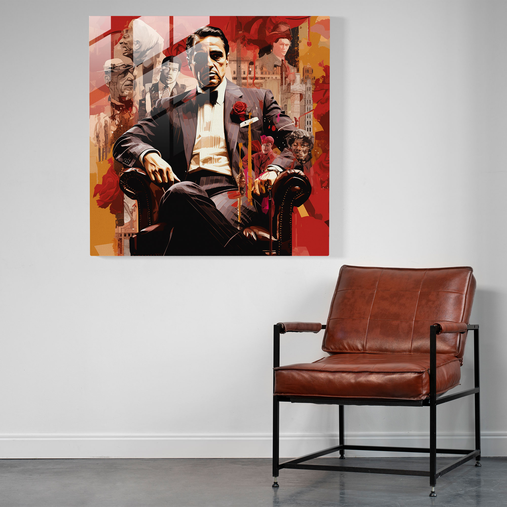 Godfather Glasbild - Glasbild Glaswandkunst Wanddekoration