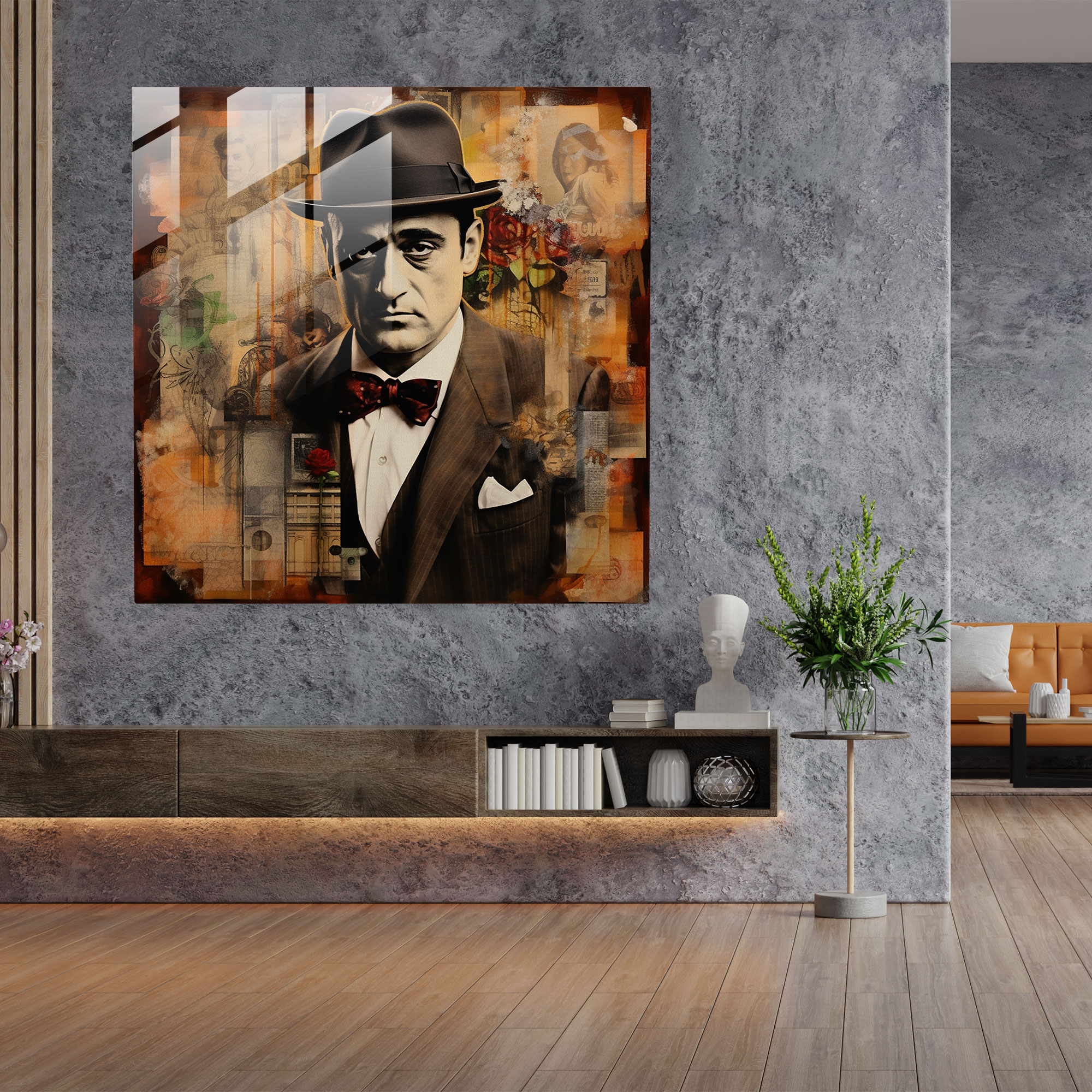 Godfather Glass Print - Godfather, Modern Art, Abstract, Captivating