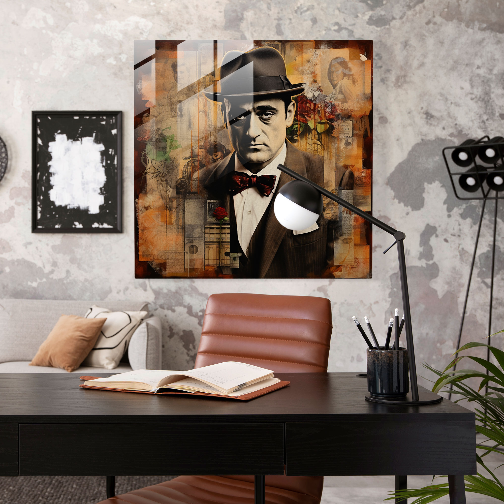 Godfather Glass Print - Godfather, Modern Art, Abstract, Captivating