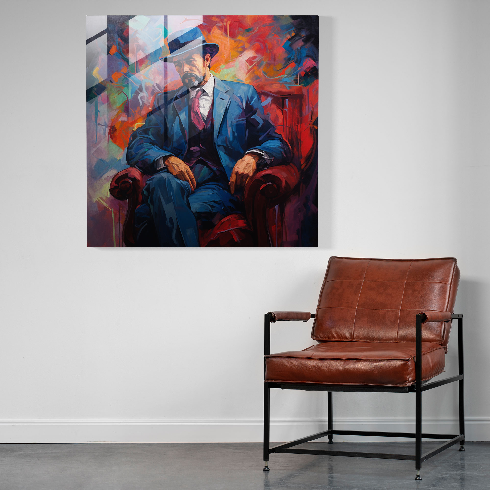 Godfather Contemporary Glass Print - Godfather, Glass Print, Abstract Painting, Modern Art