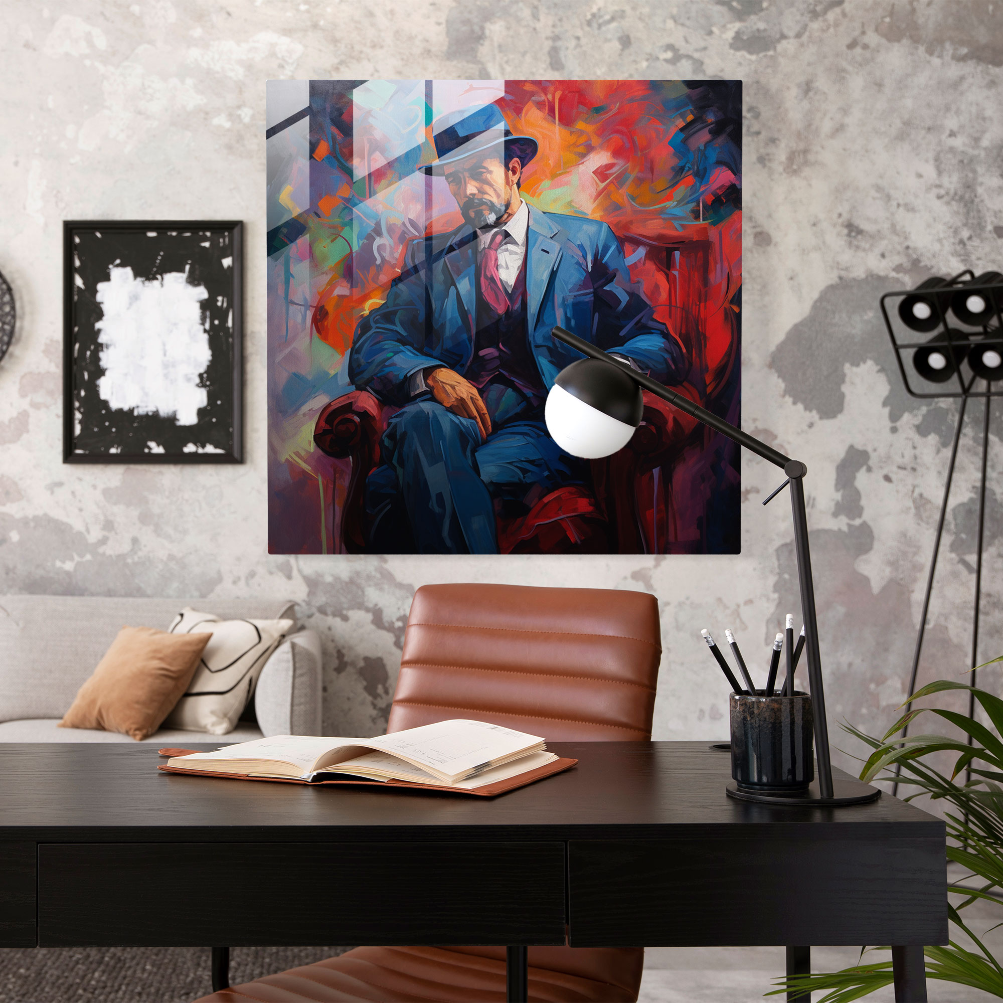 Godfather Contemporary Glass Print - Godfather, Glass Print, Abstract Painting, Modern Art