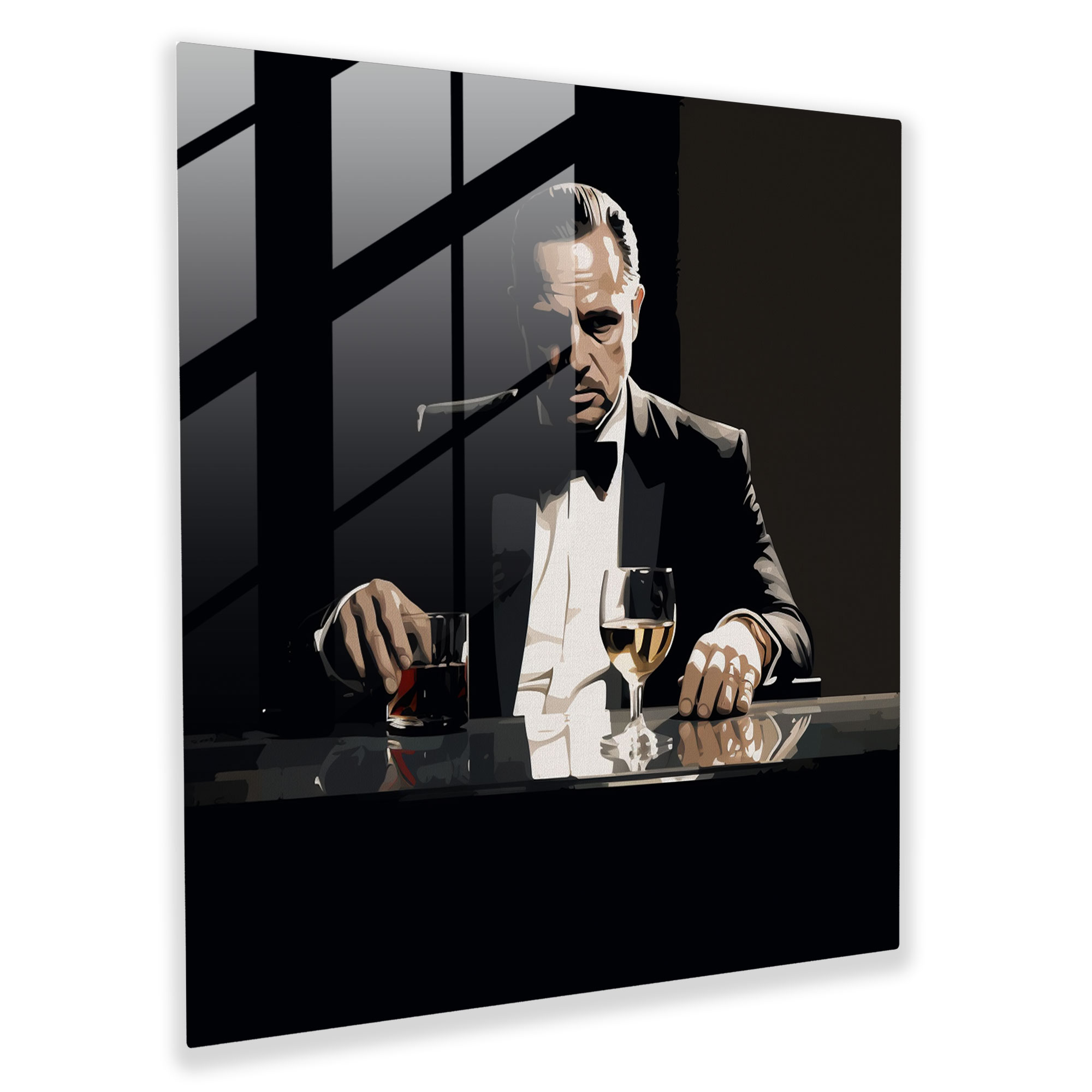 Sleek Godfather Glass Print - Godfather, Glass Art, Modern Art, Home Decoration