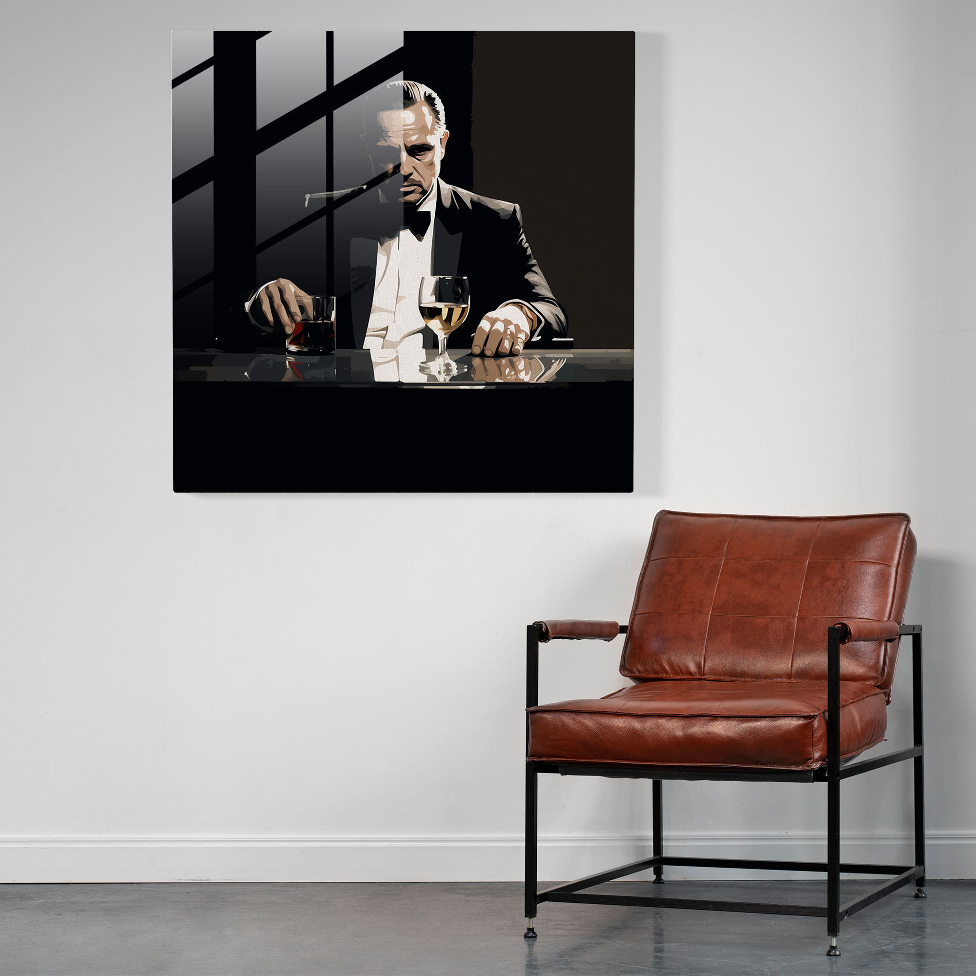 Sleek Godfather Glass Print - Godfather, Glass Art, Modern Art, Home Decoration