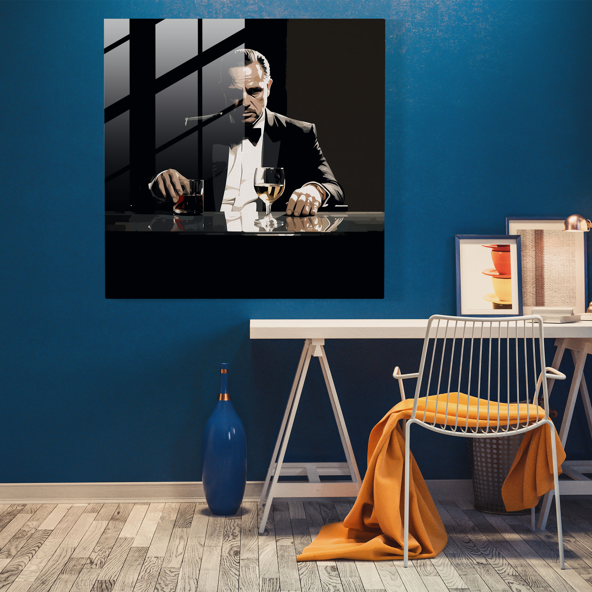 Sleek Godfather Glass Print - Godfather, Glass Art, Modern Art, Home Decoration