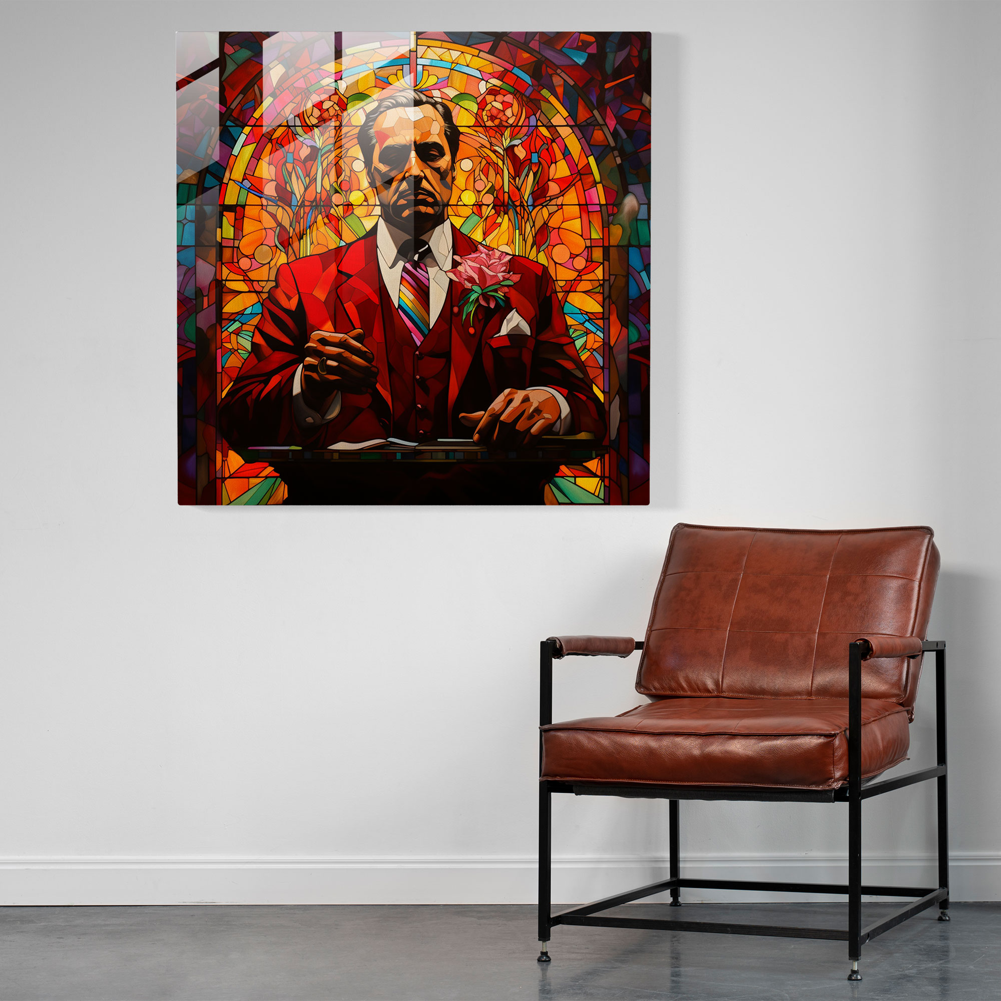 Stained Glass Godfather Artwork - Godfather, Home Decoration, Modern Art, Colorful Artwork