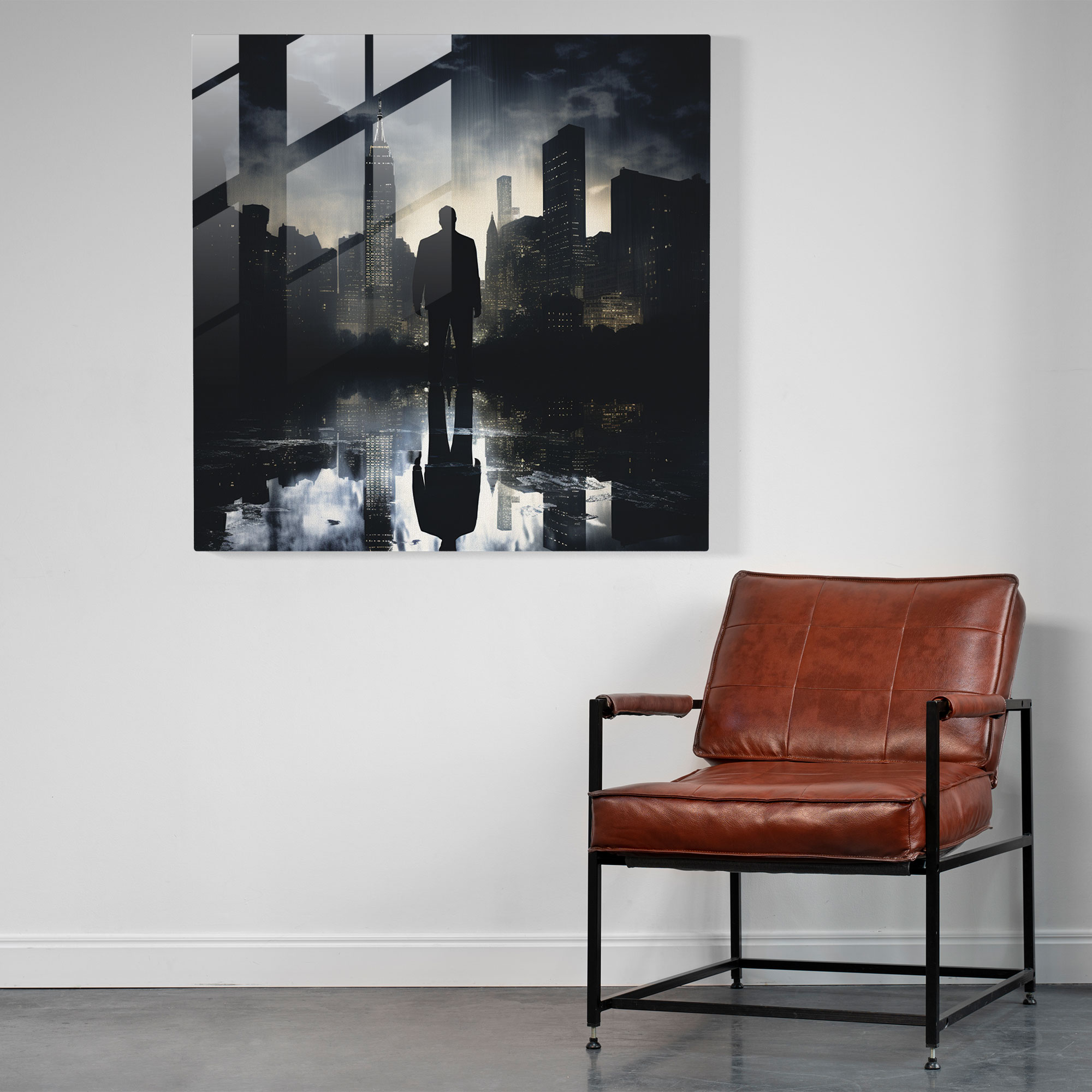 Cityscape Godfather Glass Print - Godfather, Contemporary Artwork, Glass Wall Art, Home Decoration