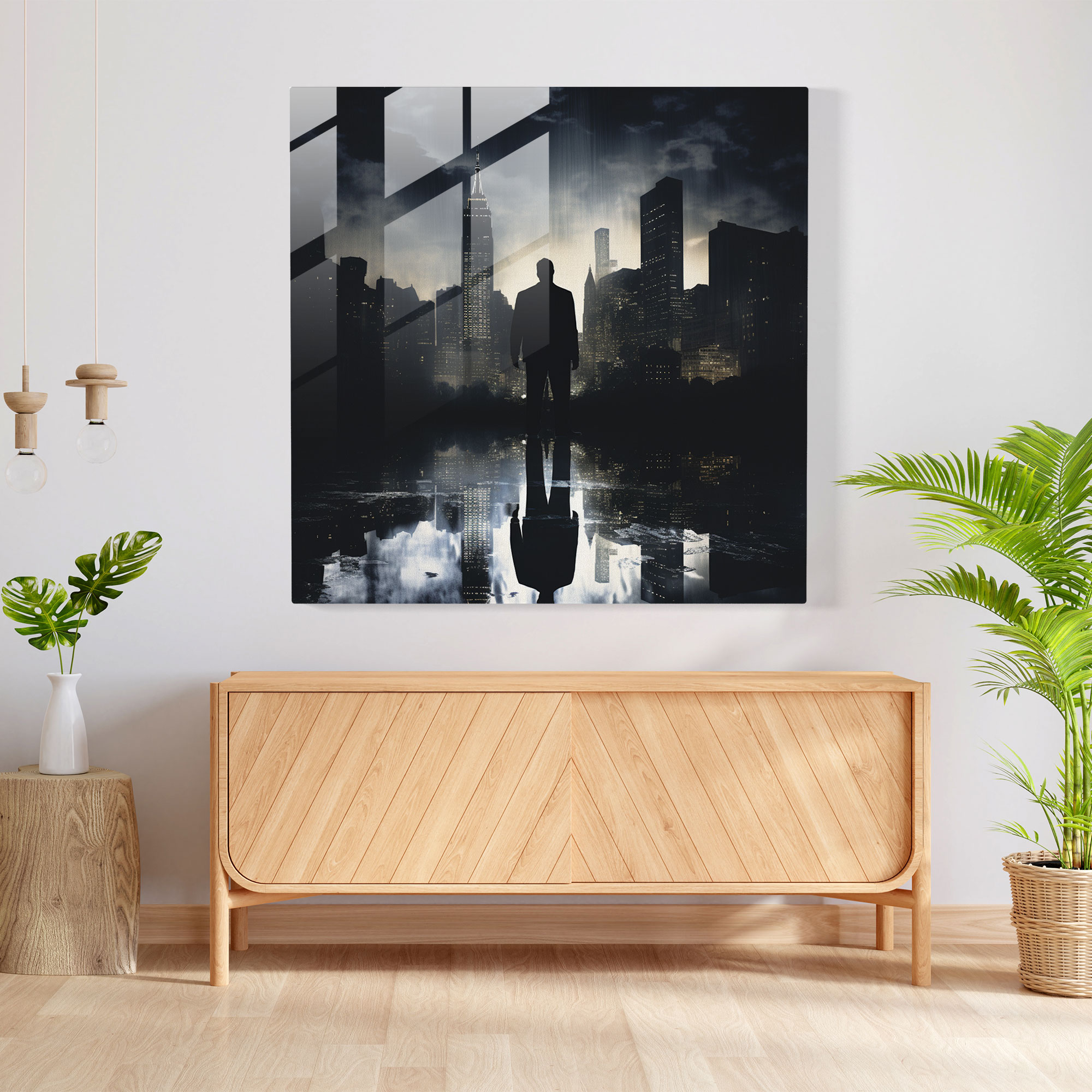Cityscape Godfather Glass Print - Godfather, Contemporary Artwork, Glass Wall Art, Home Decoration