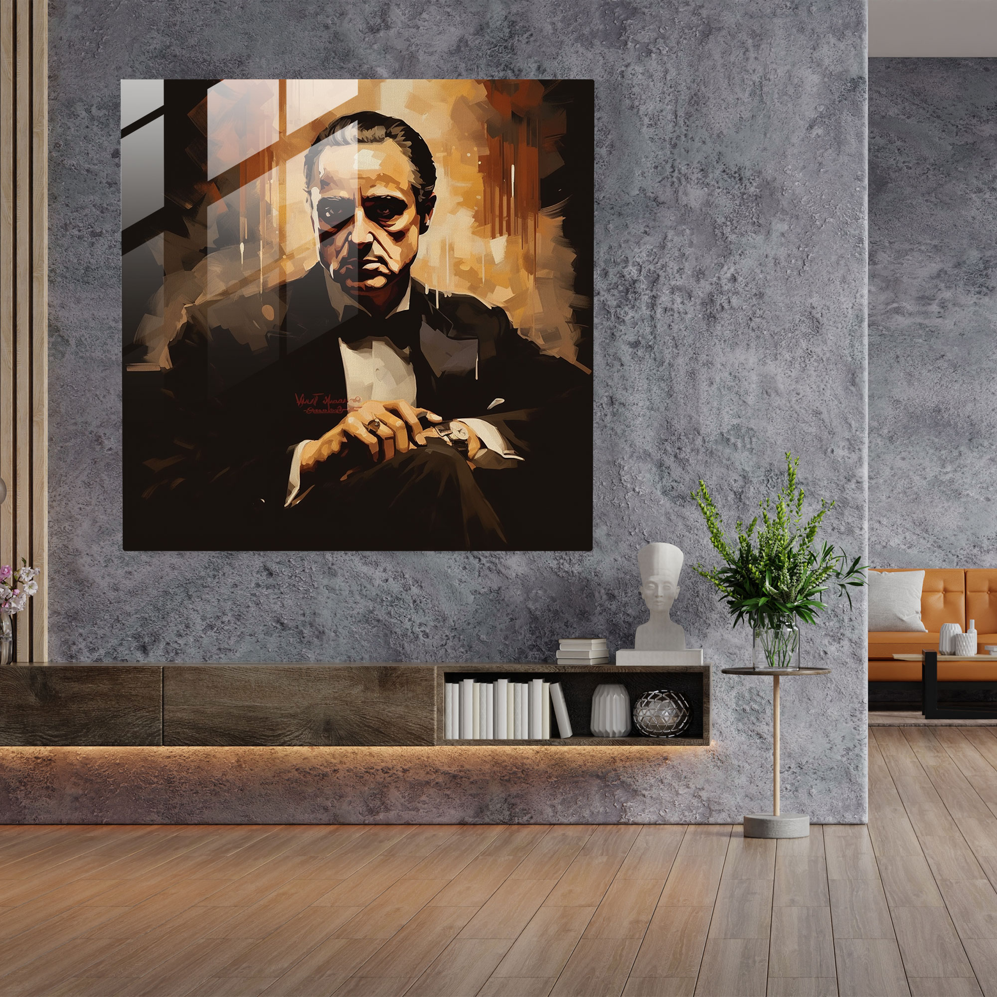 Vintage Godfather Glass Print - Godfather, Glass Wall Art, Home Decoration, Vintage-Inspired