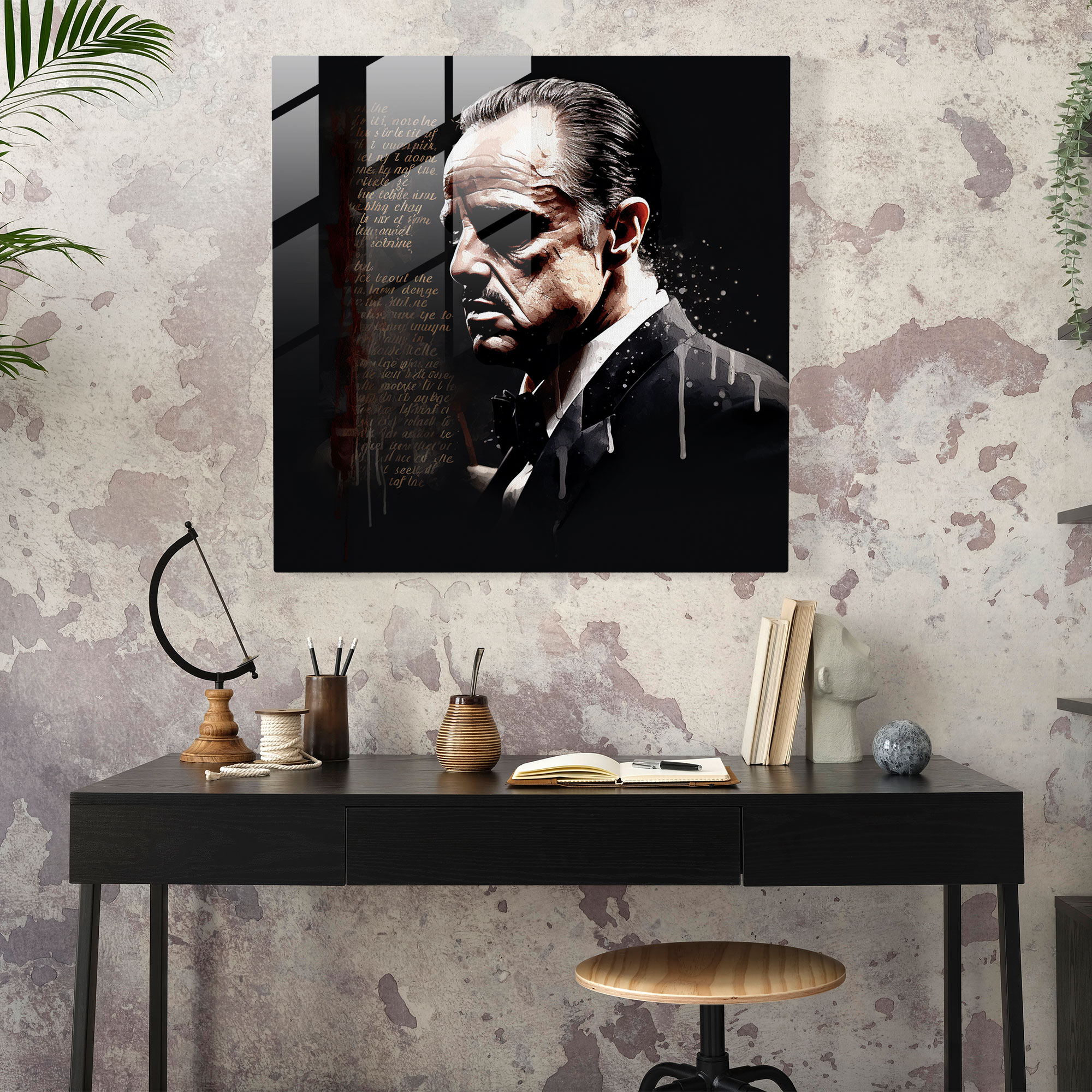 Quote Godfather Glass Print - Godfather, Glass Wall Art, Quote, Typography
