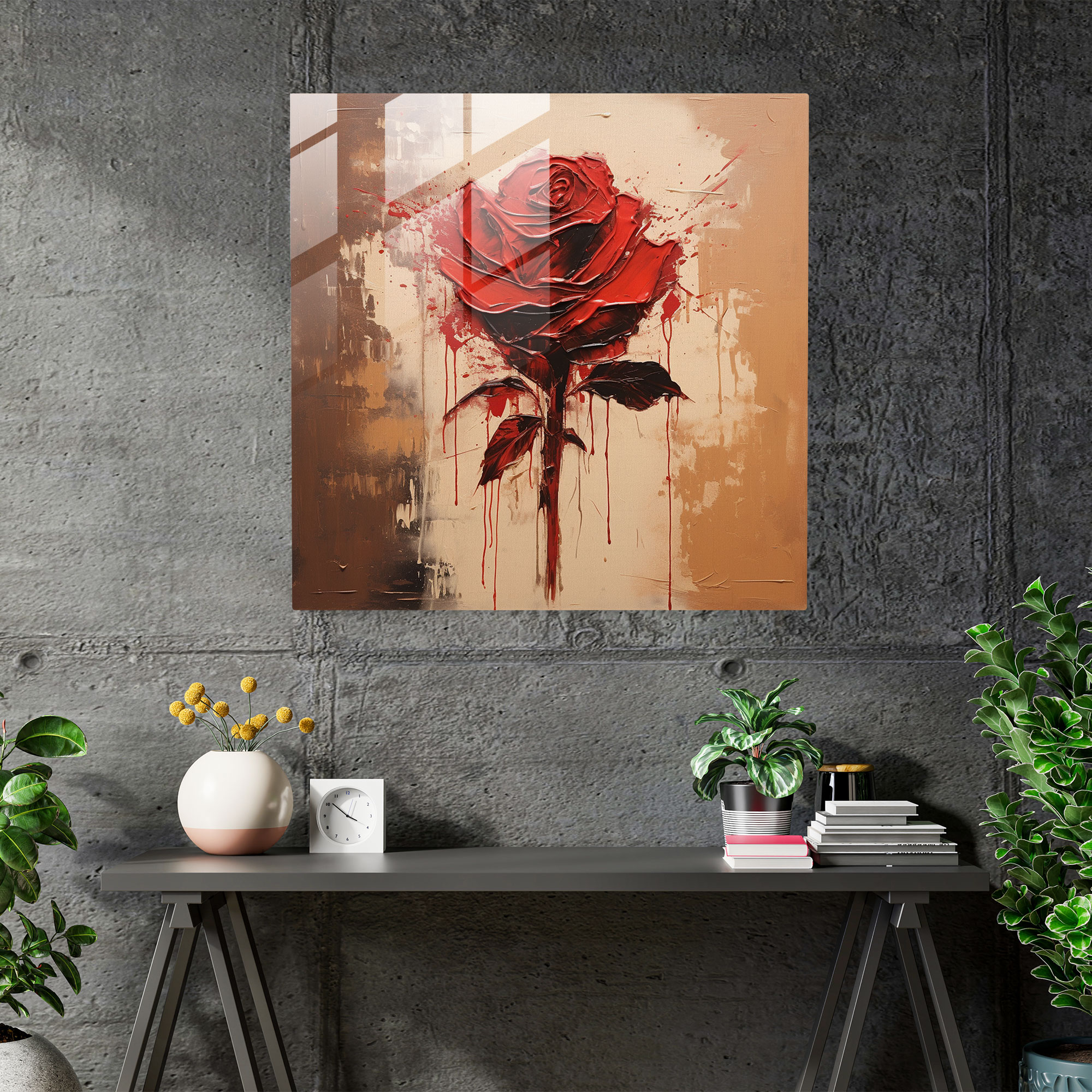 Godfather Abstract Red Glass Print - Godfather, Home Decoration, Red, Godfather