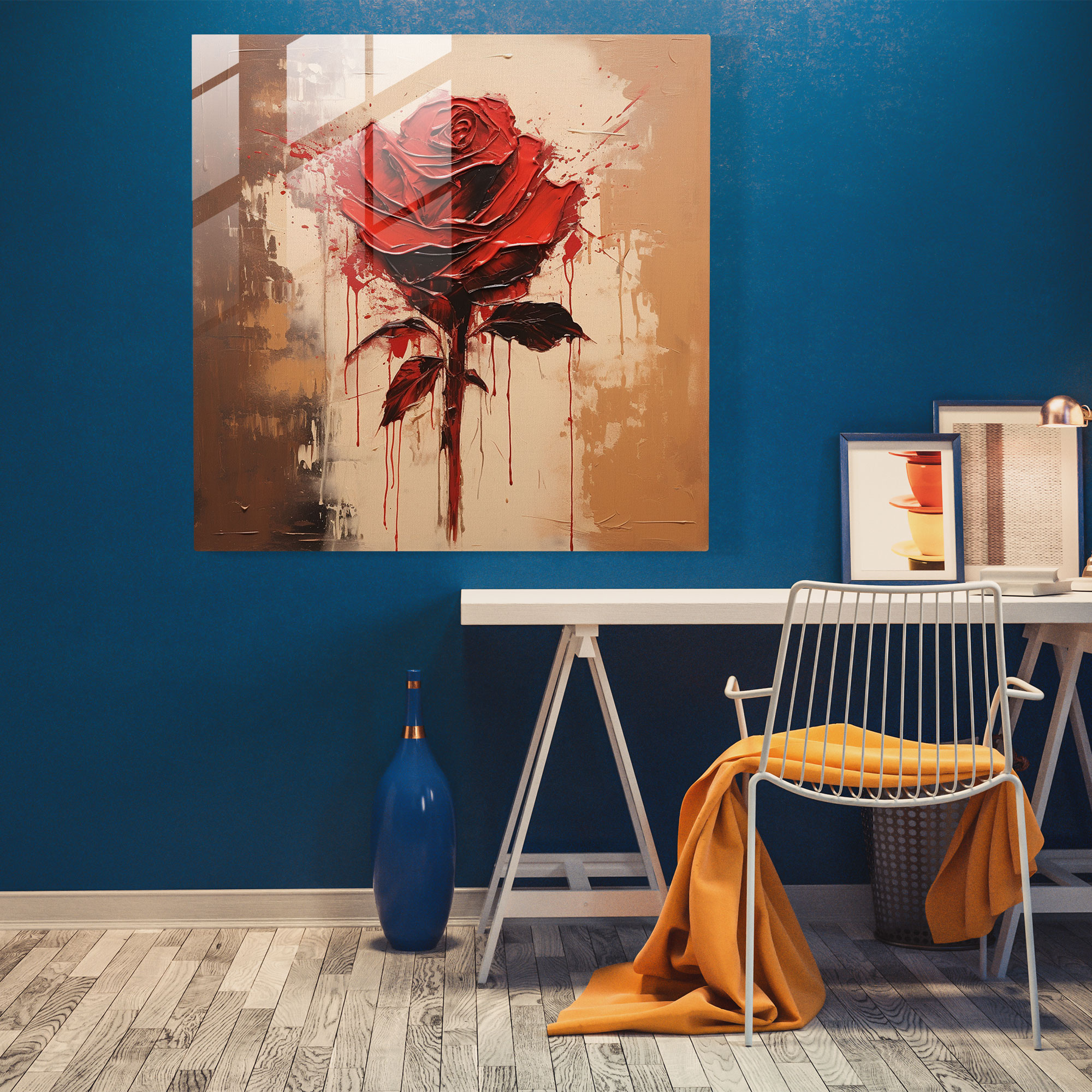 Godfather Abstract Red Glass Print - Godfather, Home Decoration, Red, Godfather