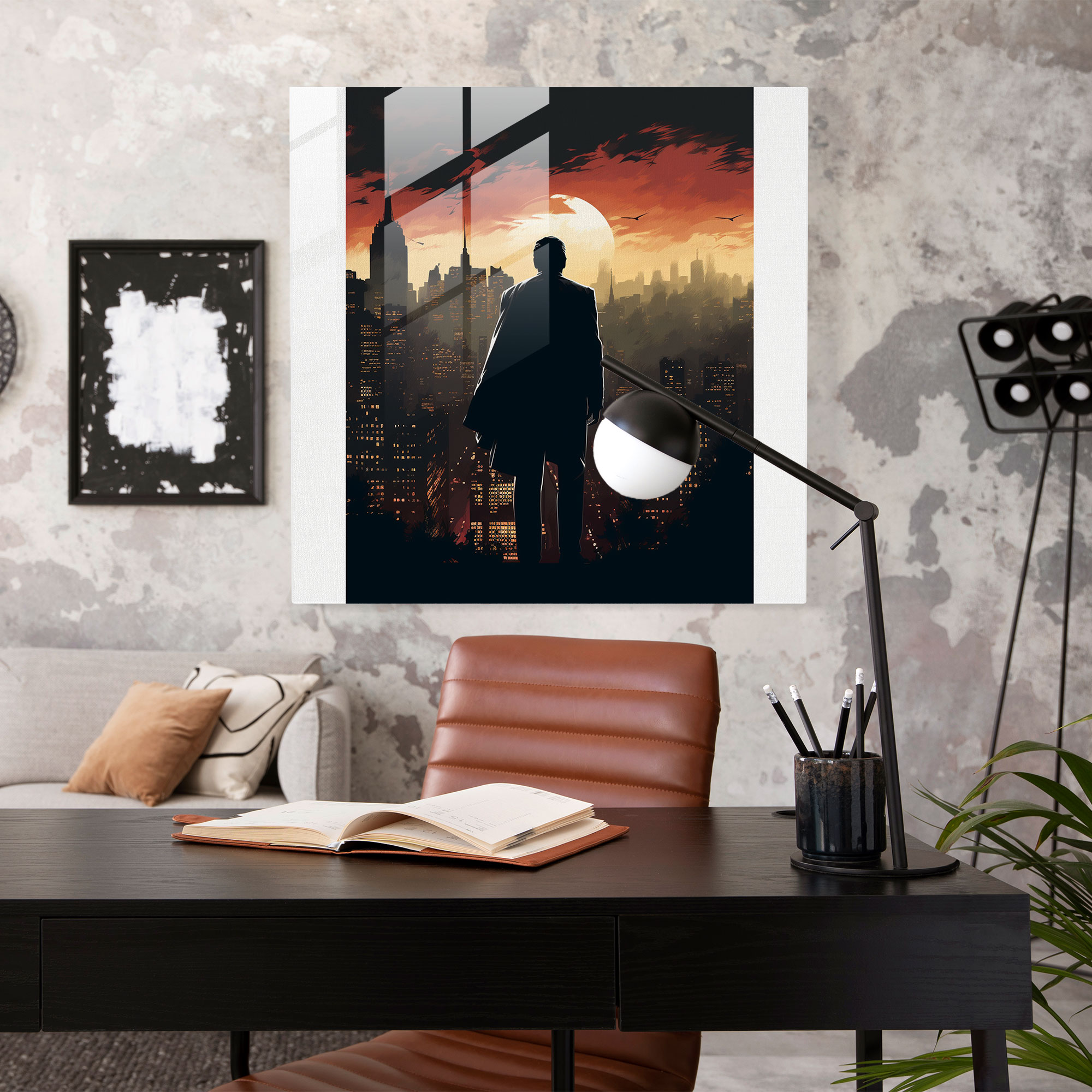 Godfather Film Noir Glass Print - Godfather, Glass Print, Powerful Pose, Classic Movie Poster