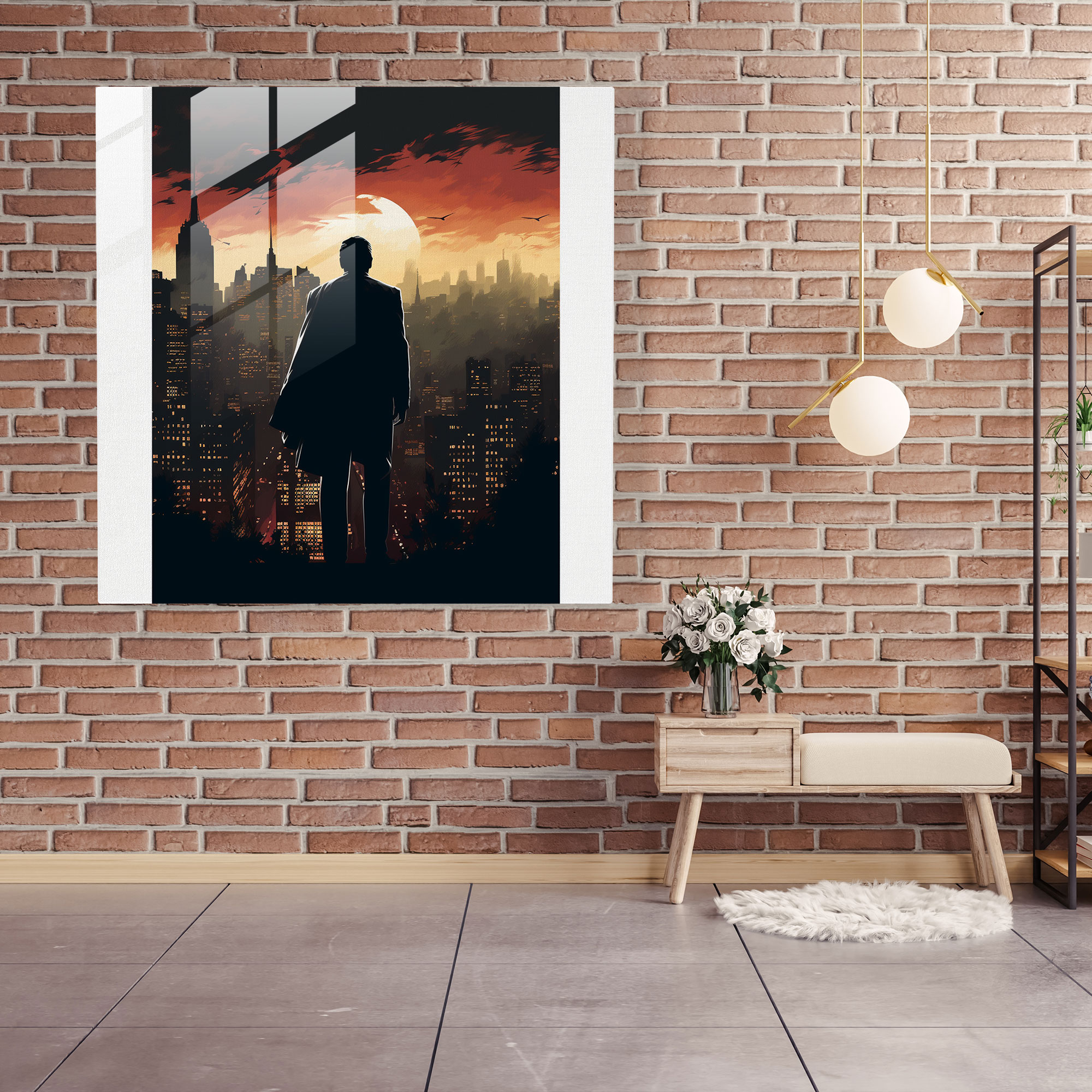 Godfather Film Noir Glass Print - Godfather, Glass Print, Powerful Pose, Classic Movie Poster