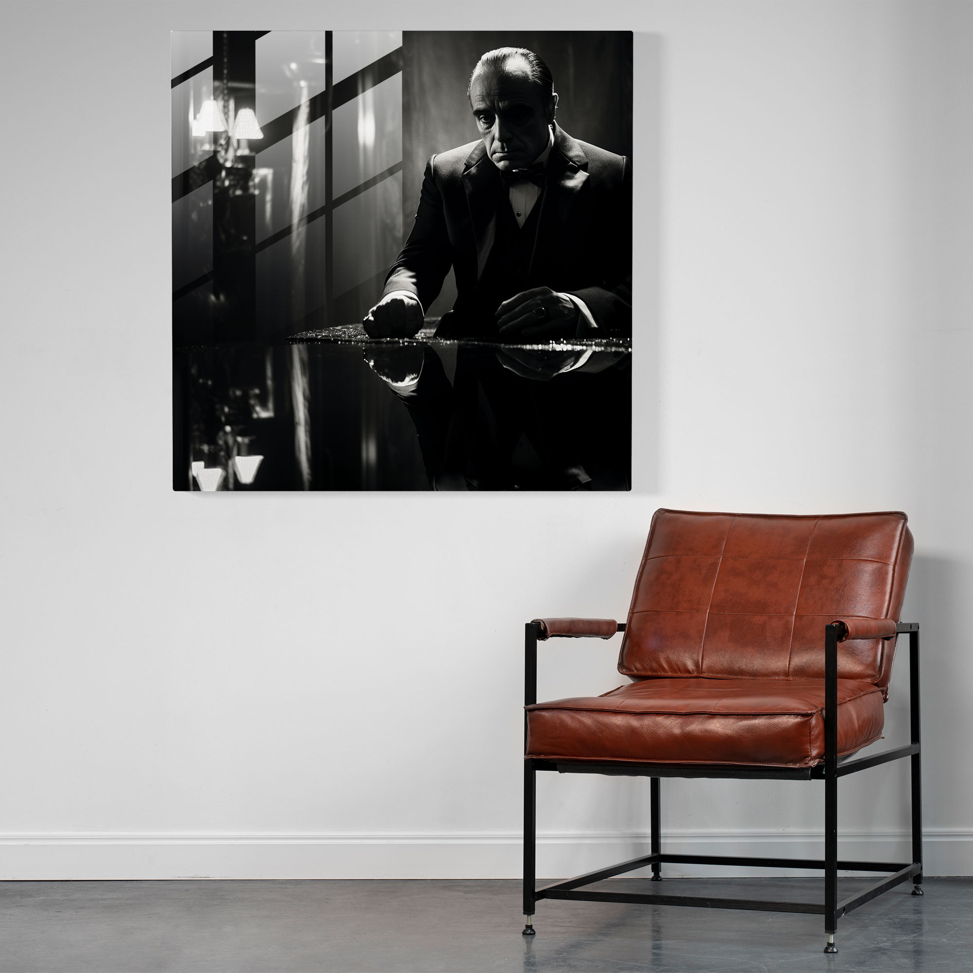 Godfather Reflection Glass Print - Godfather, Wall Decoration, Reflection, Glass Art