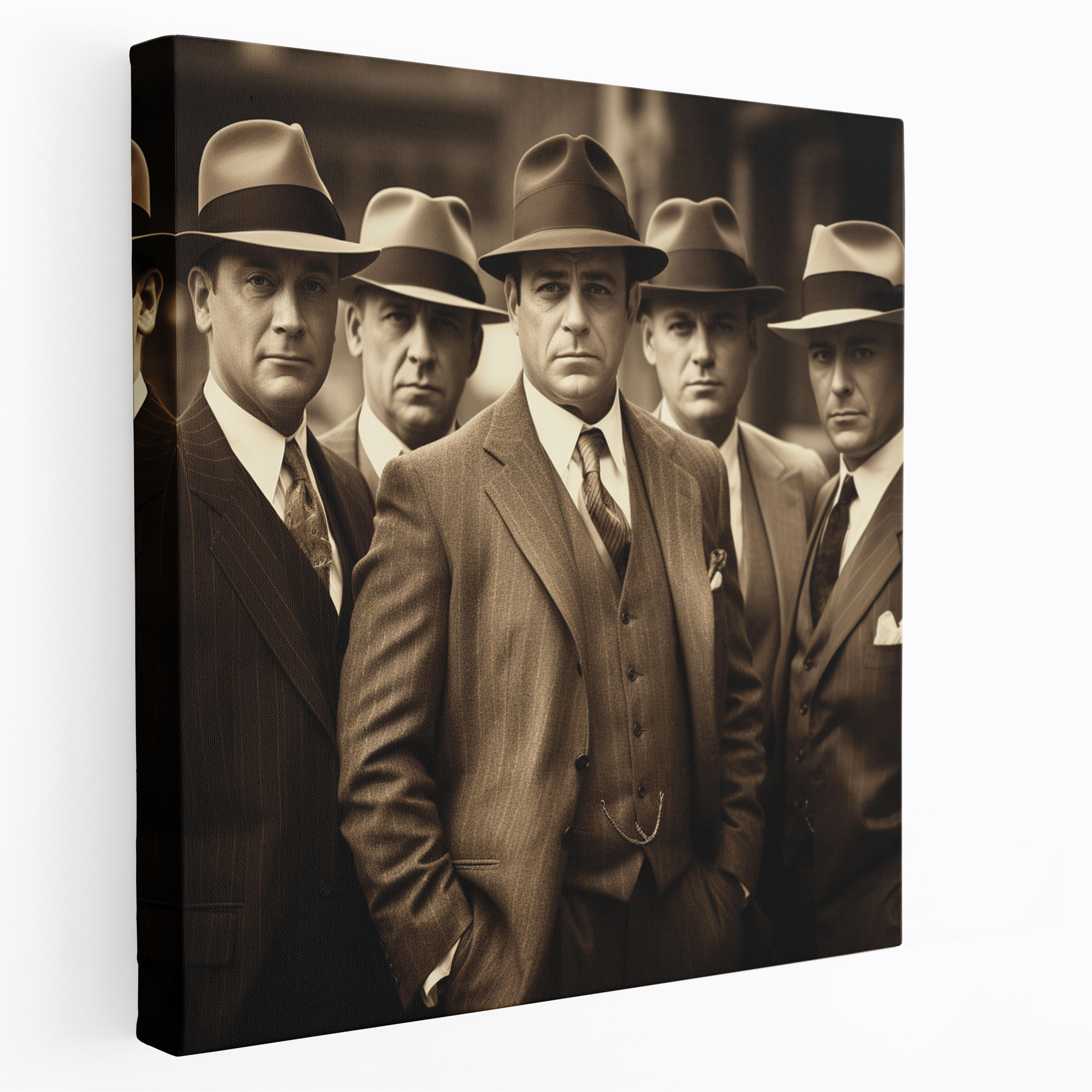 Godfather Vintage Sepia Photograph Canvas Print - Godfather, Suits, Sepia Photograph, Canvas