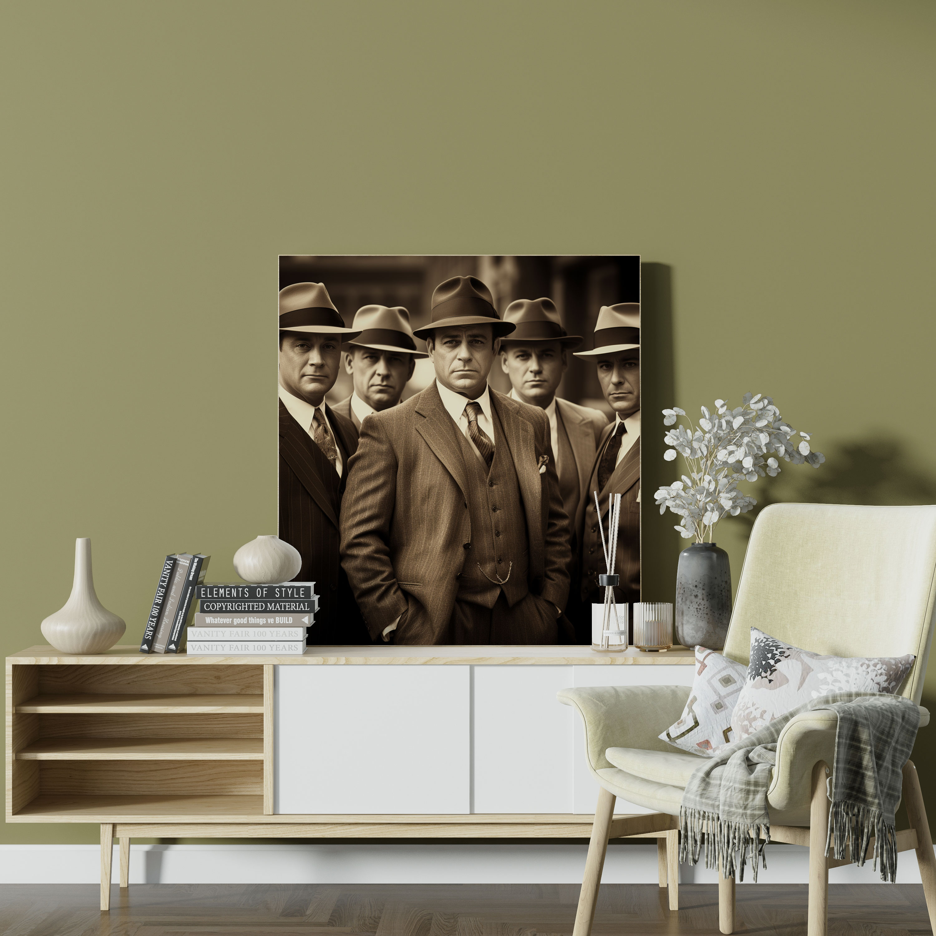 Godfather Vintage Sepia Photograph Canvas Print - Godfather, Suits, Sepia Photograph, Canvas