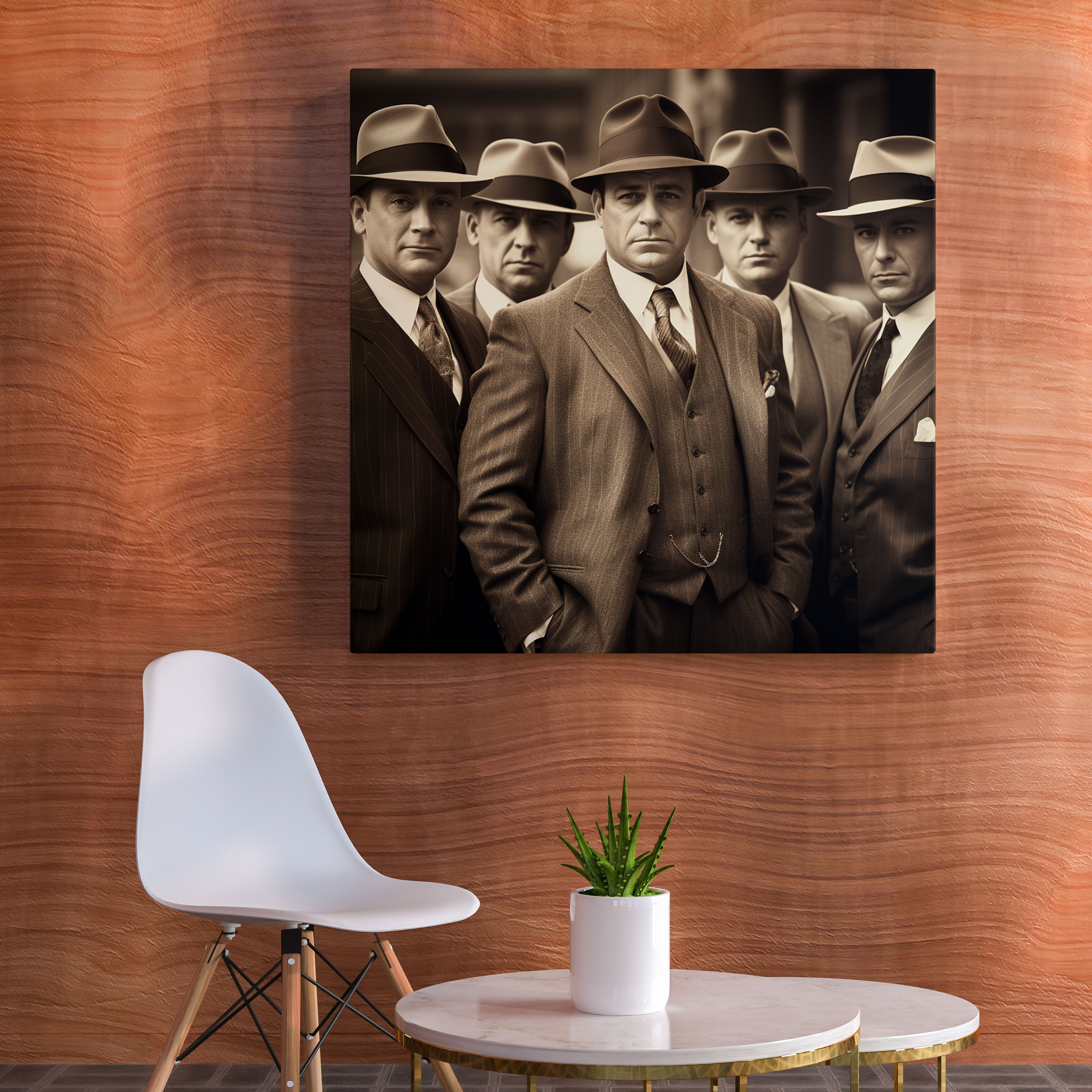 Godfather Vintage Sepia Photograph Canvas Print - Godfather, Suits, Sepia Photograph, Canvas