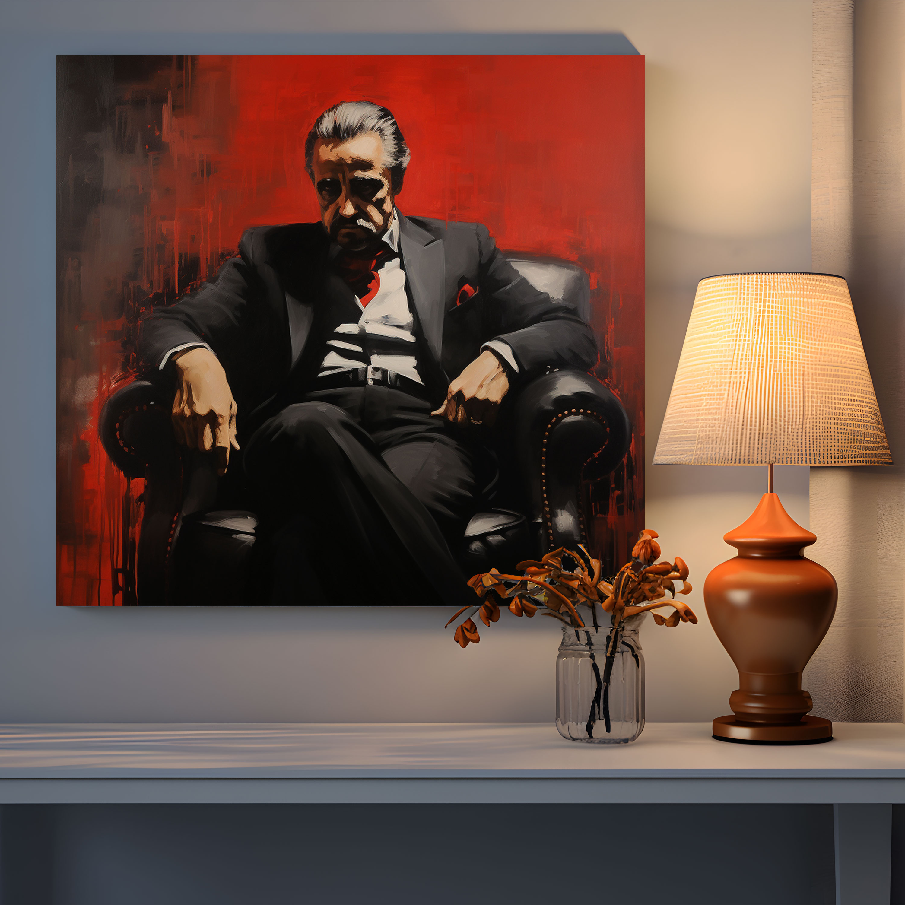 Godfather Dramatic Black And Red Canvas Print - Godfather, Godfather, Home Decoration, Canvas