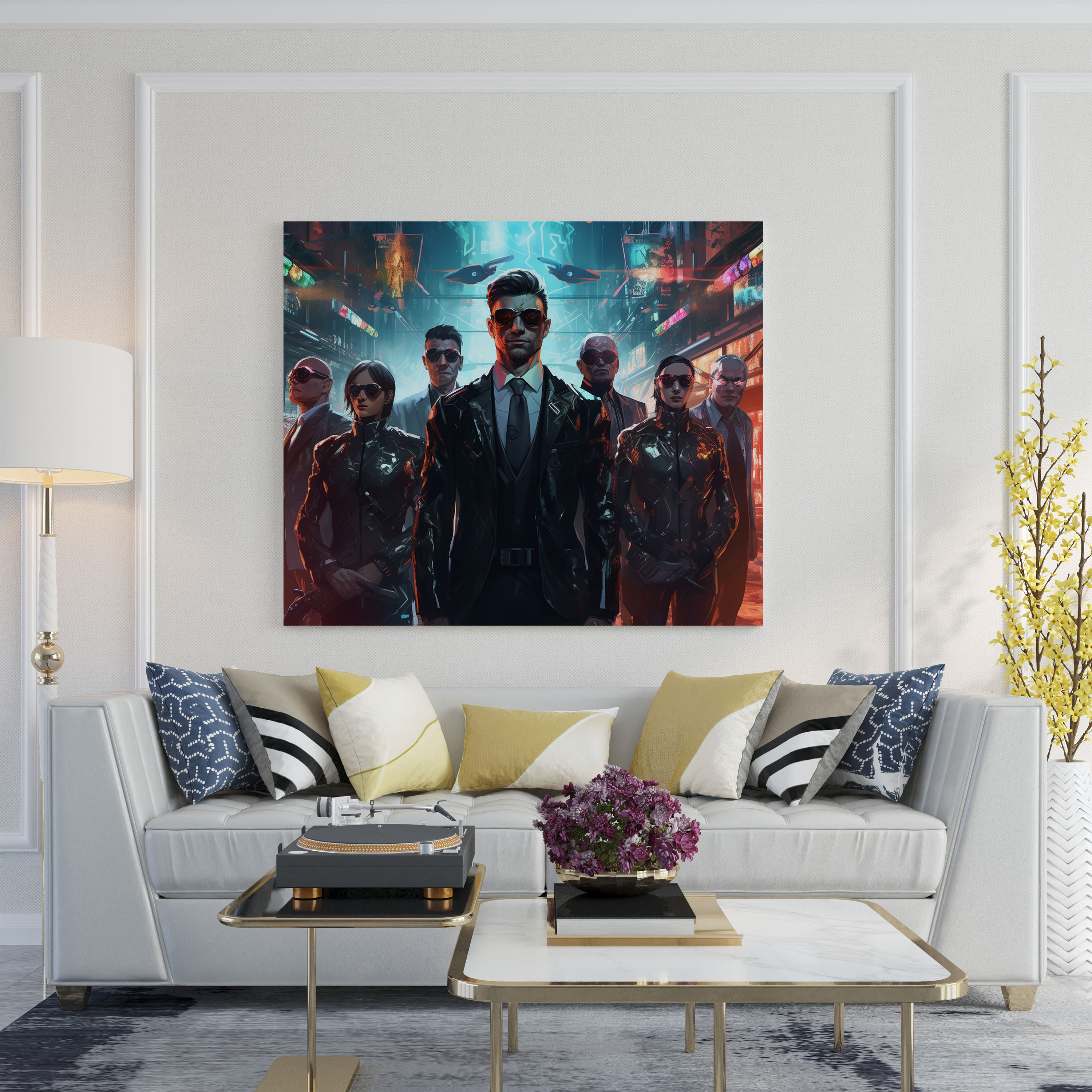 Godfather Canvas Print - Futuristic Cyberpunk Mafia Organization - Godfather, Futuristic, Canvas, Canvas Wall Art