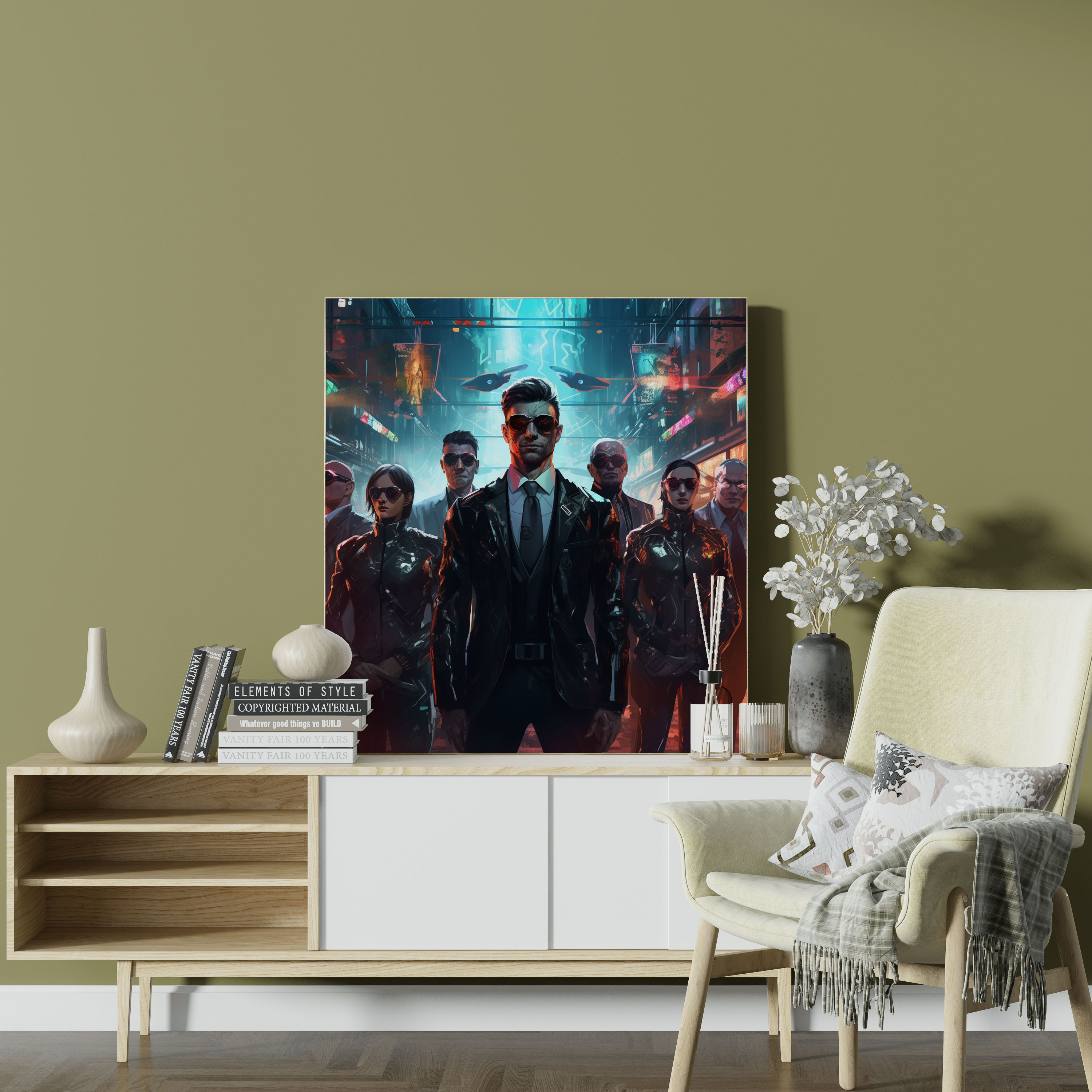 Godfather Canvas Print - Futuristic Cyberpunk Mafia Organization - Godfather, Futuristic, Canvas, Canvas Wall Art