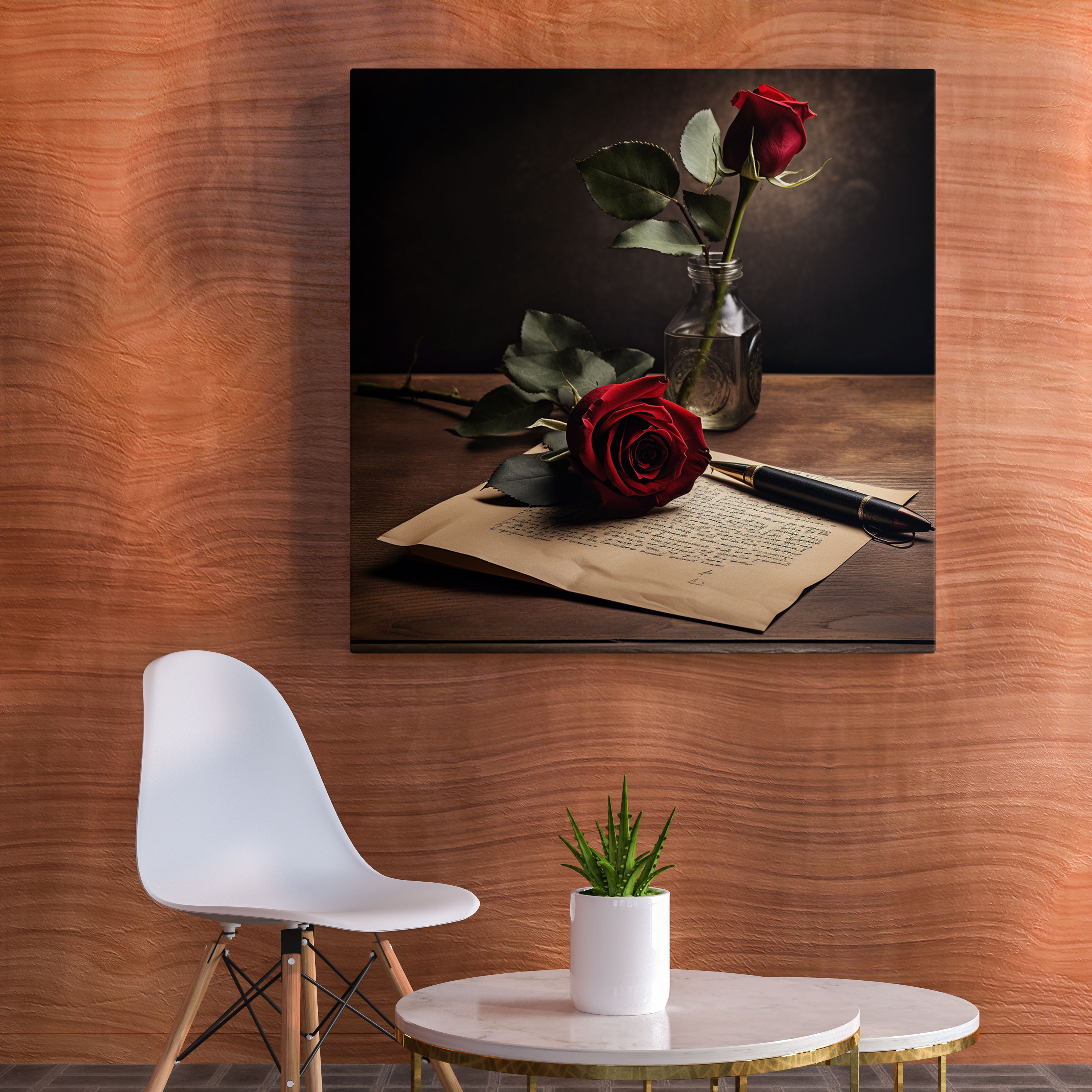 Godfather Minimalistisches Rosen Leinwandbild - Wanddekoration