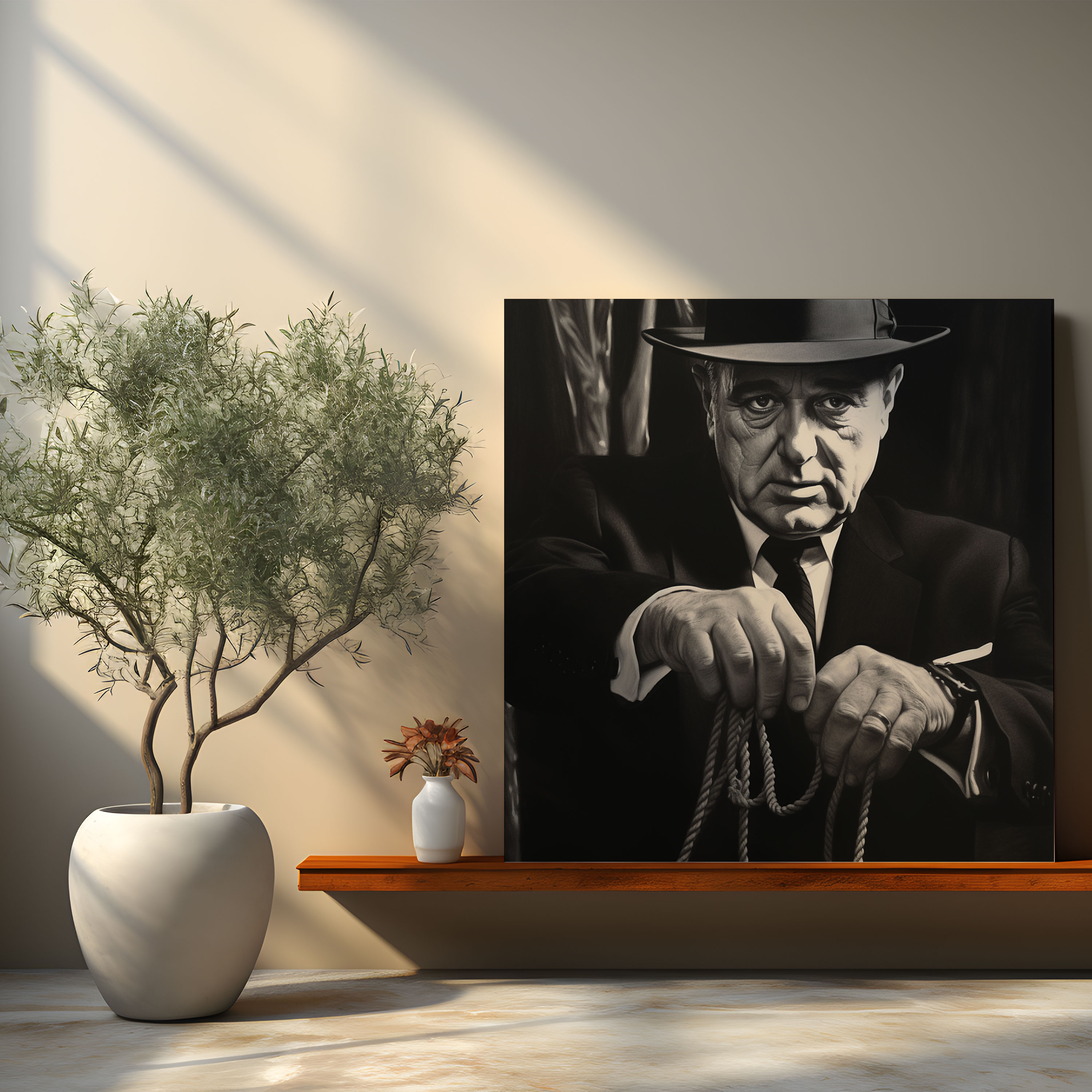 Godfather Charcoal Drawing Canvas Print - Godfather, Canvas Wall Art, Home Decoration, Wall Art