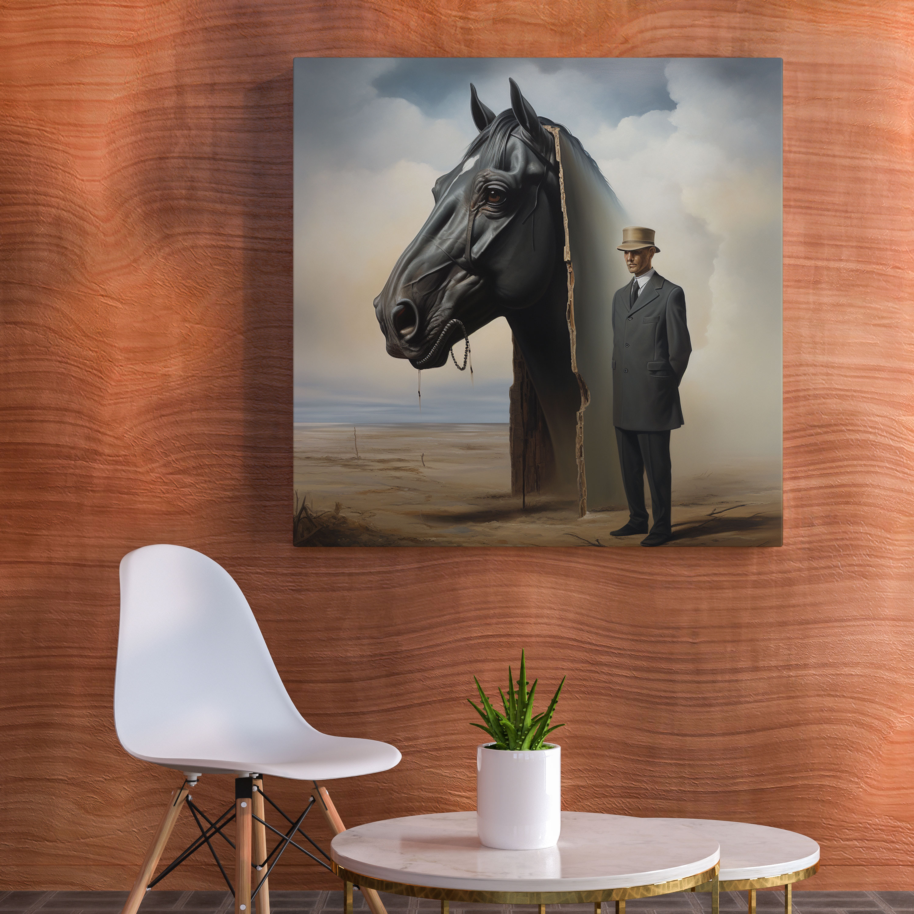 Godfather Surrealism Horse Canvas Print - Godfather, Canvas, Wall Art, Home Decoration