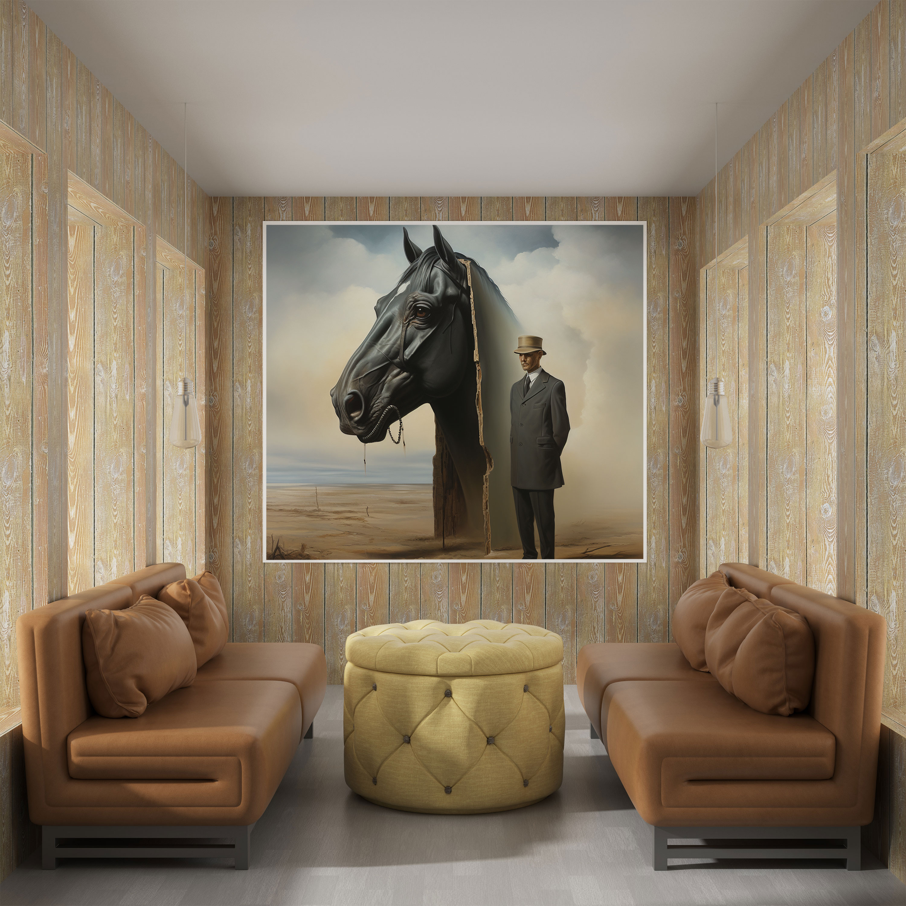 Godfather Surrealism Horse Canvas Print - Godfather, Canvas, Wall Art, Home Decoration
