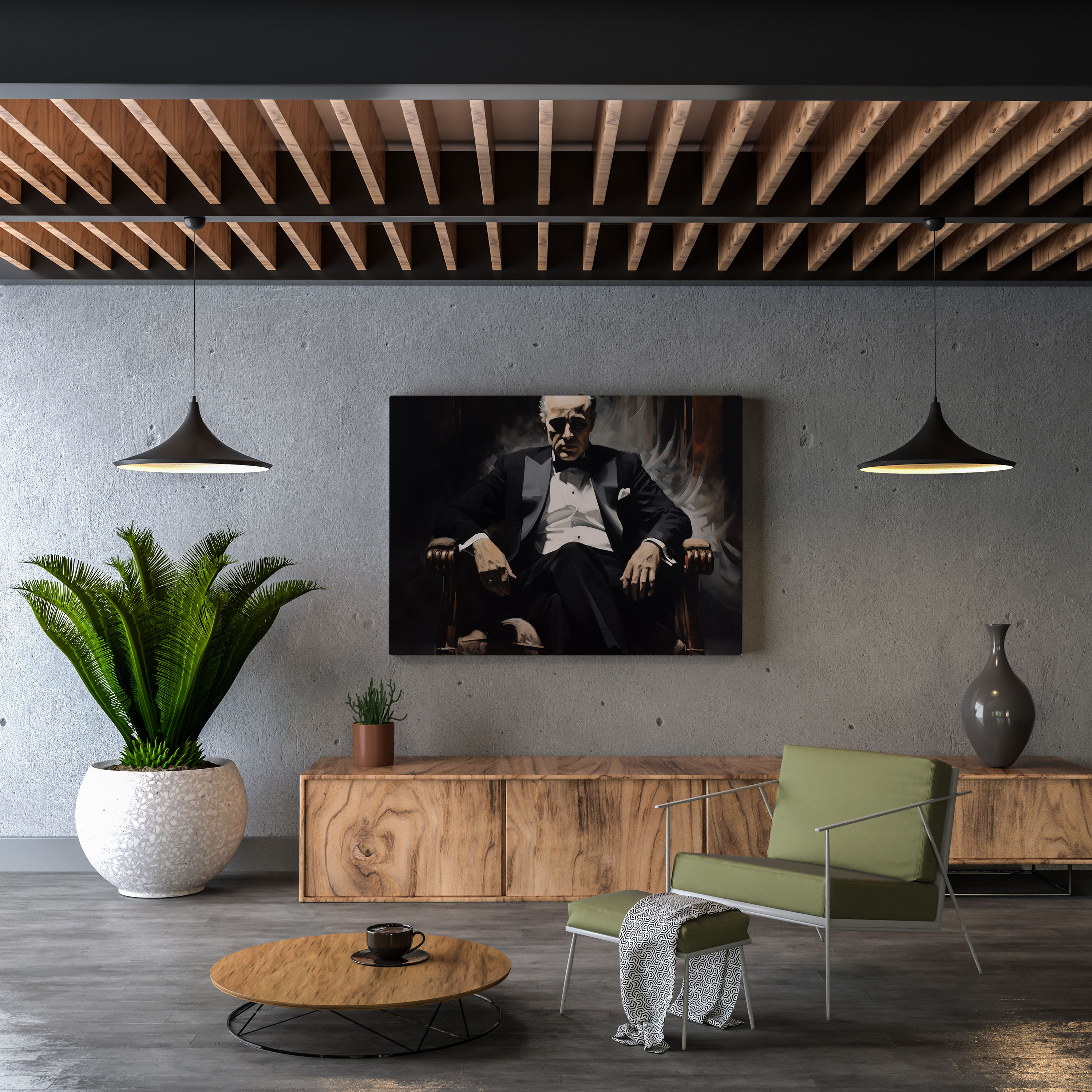 Godfather Canvas Print - Classic Black And White Painting - Godfather, Wall Art, Canvas Wall Art, Wall Decoration