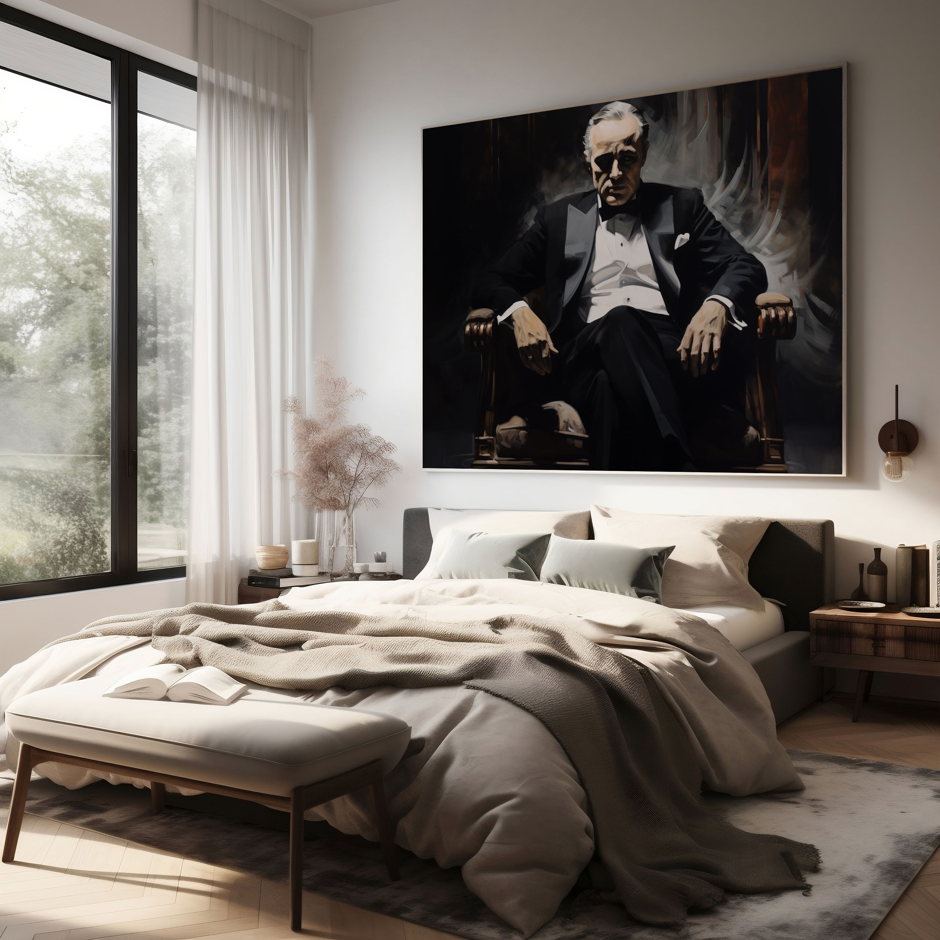 Godfather Canvas Print - Classic Black And White Painting - Godfather, Wall Art, Canvas Wall Art, Wall Decoration