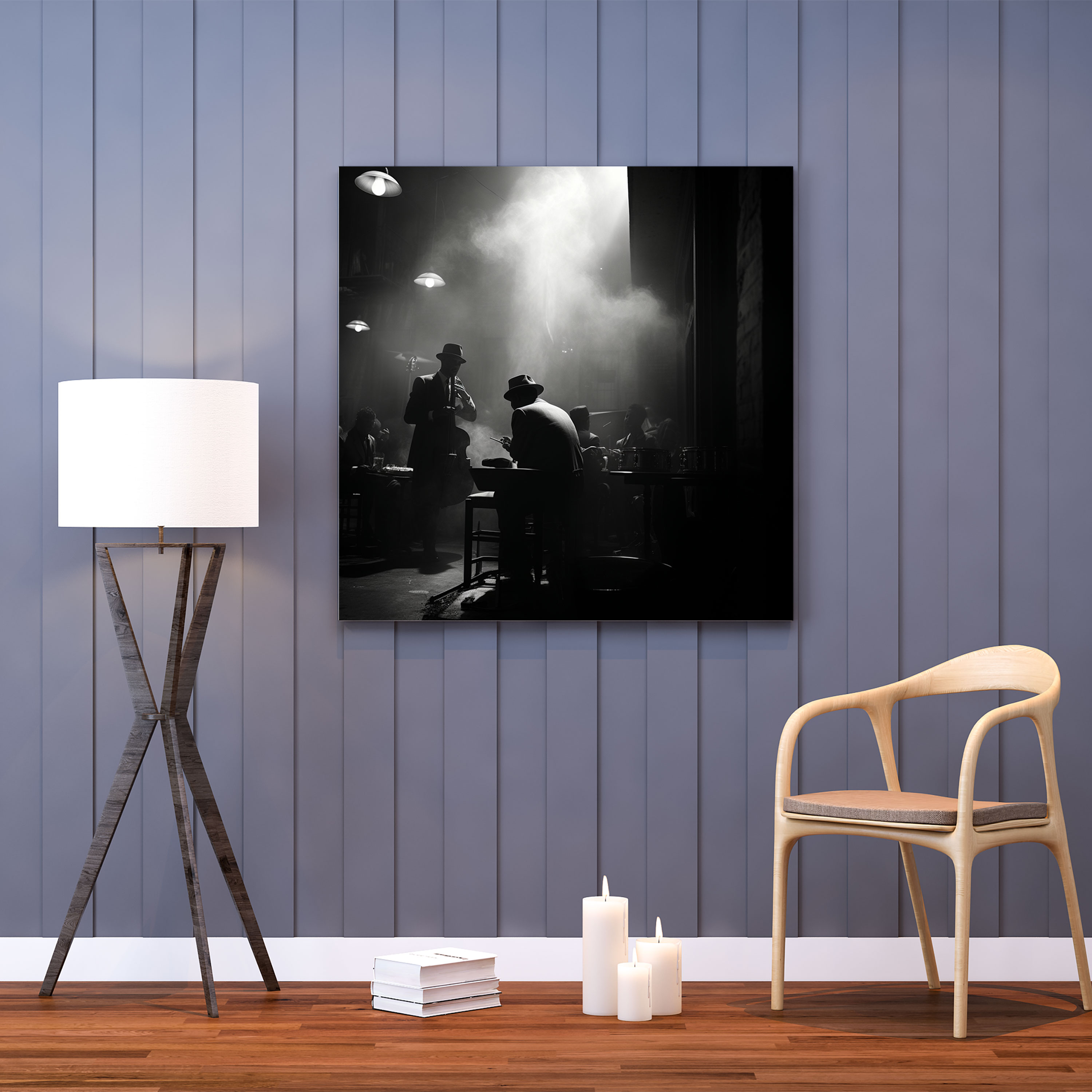 Godfather Canvas Print - Realistic Jazz Club - Godfather, Intrigue, Canvas Print, Realistic Black And White Photograph