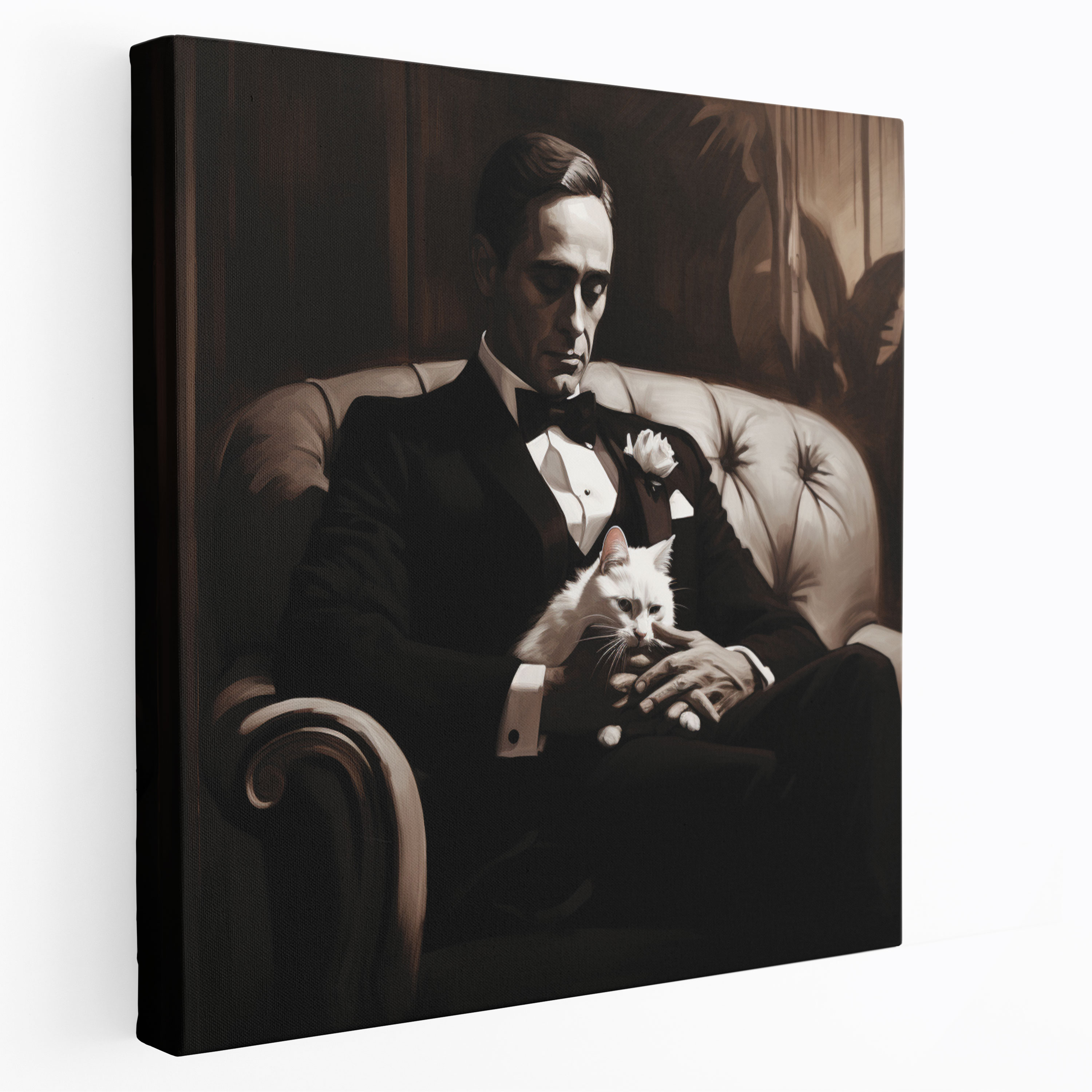 Godfather Canvas Print - Classic Black And White Illustration - Godfather, Wall Art, Canvas, Godfather
