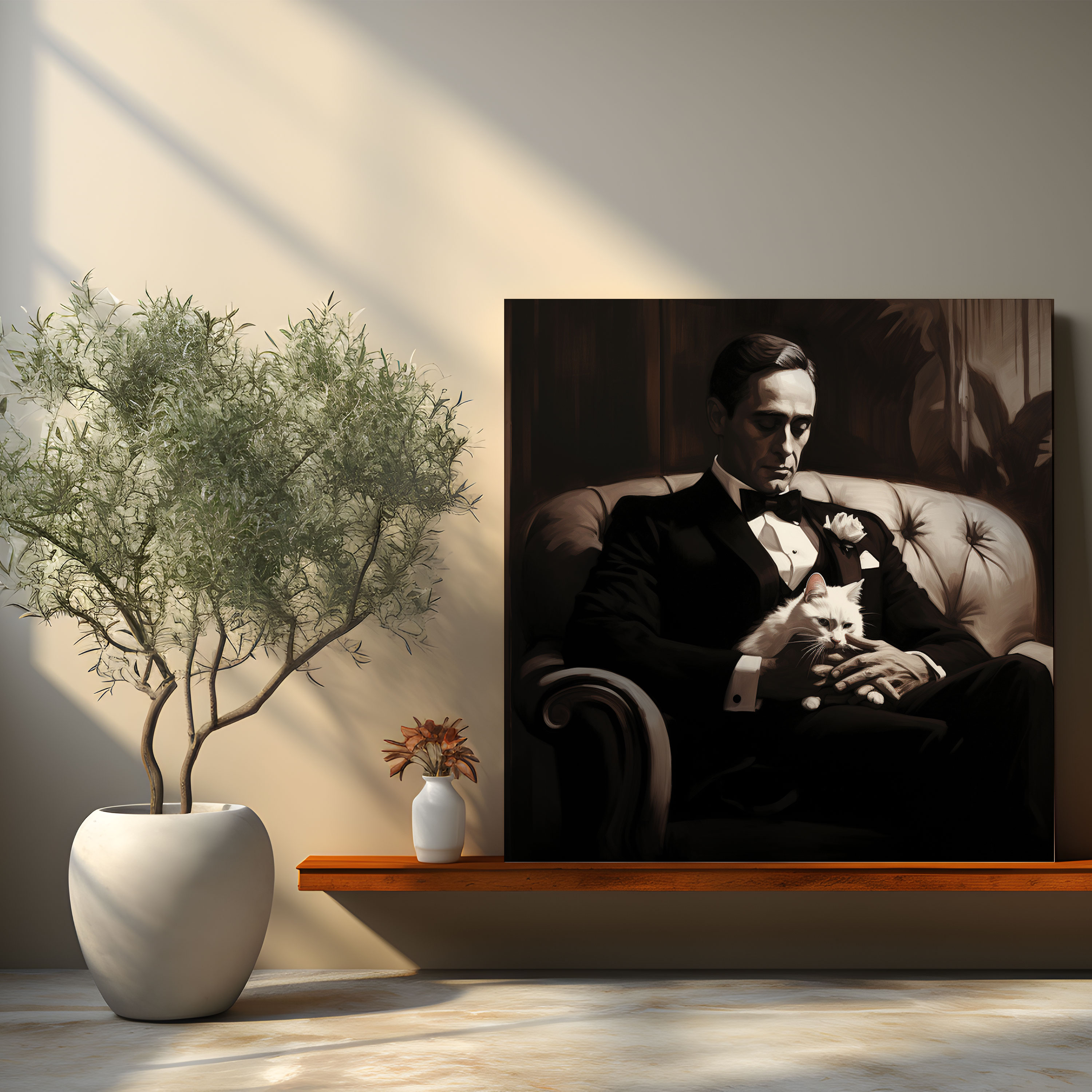 Godfather Canvas Print - Classic Black And White Illustration - Godfather, Wall Art, Canvas, Godfather