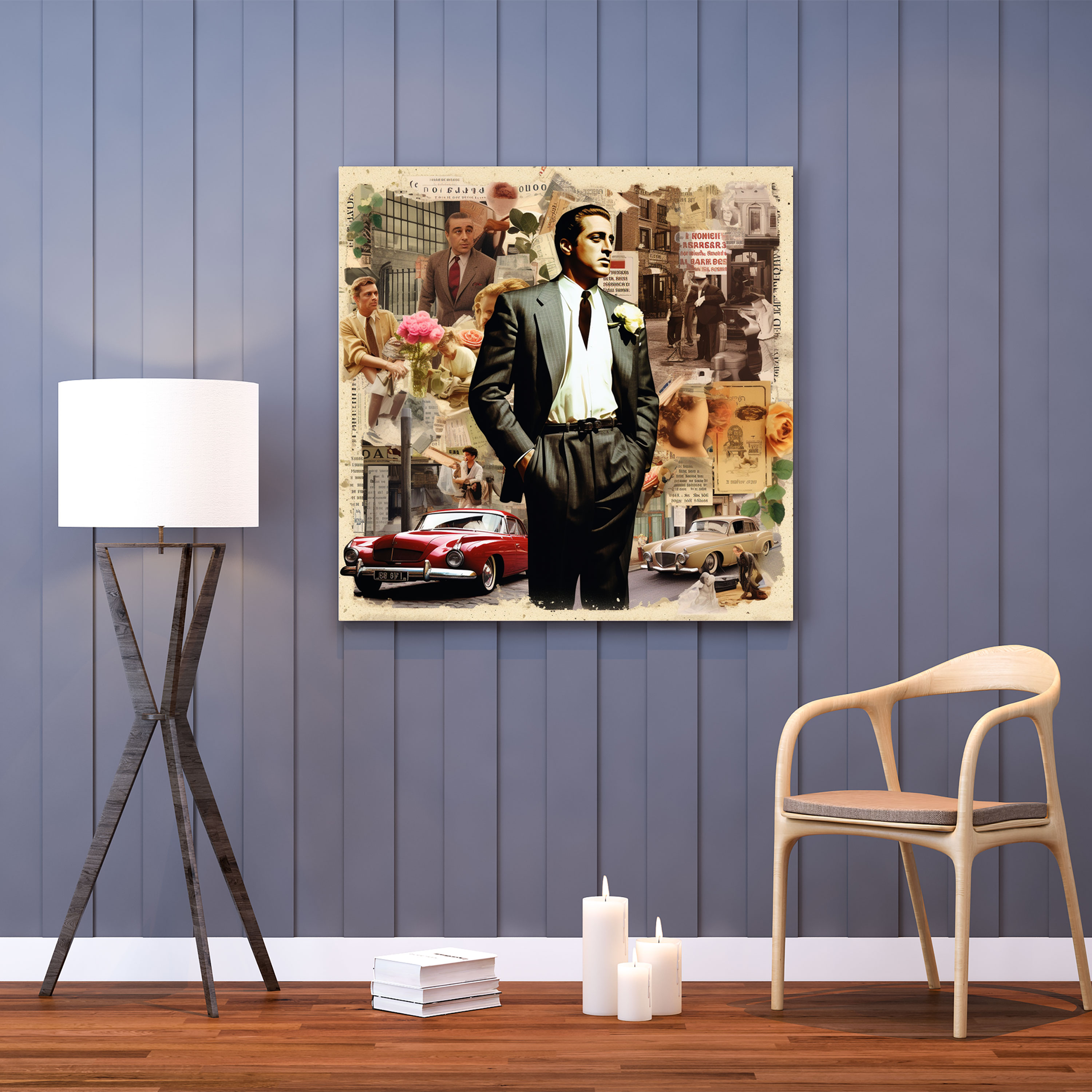 Godfather Canvas Print - Vintage-Inspired Collage - Godfather, Home Decoration, Canvas Wall Art, Canvas Print