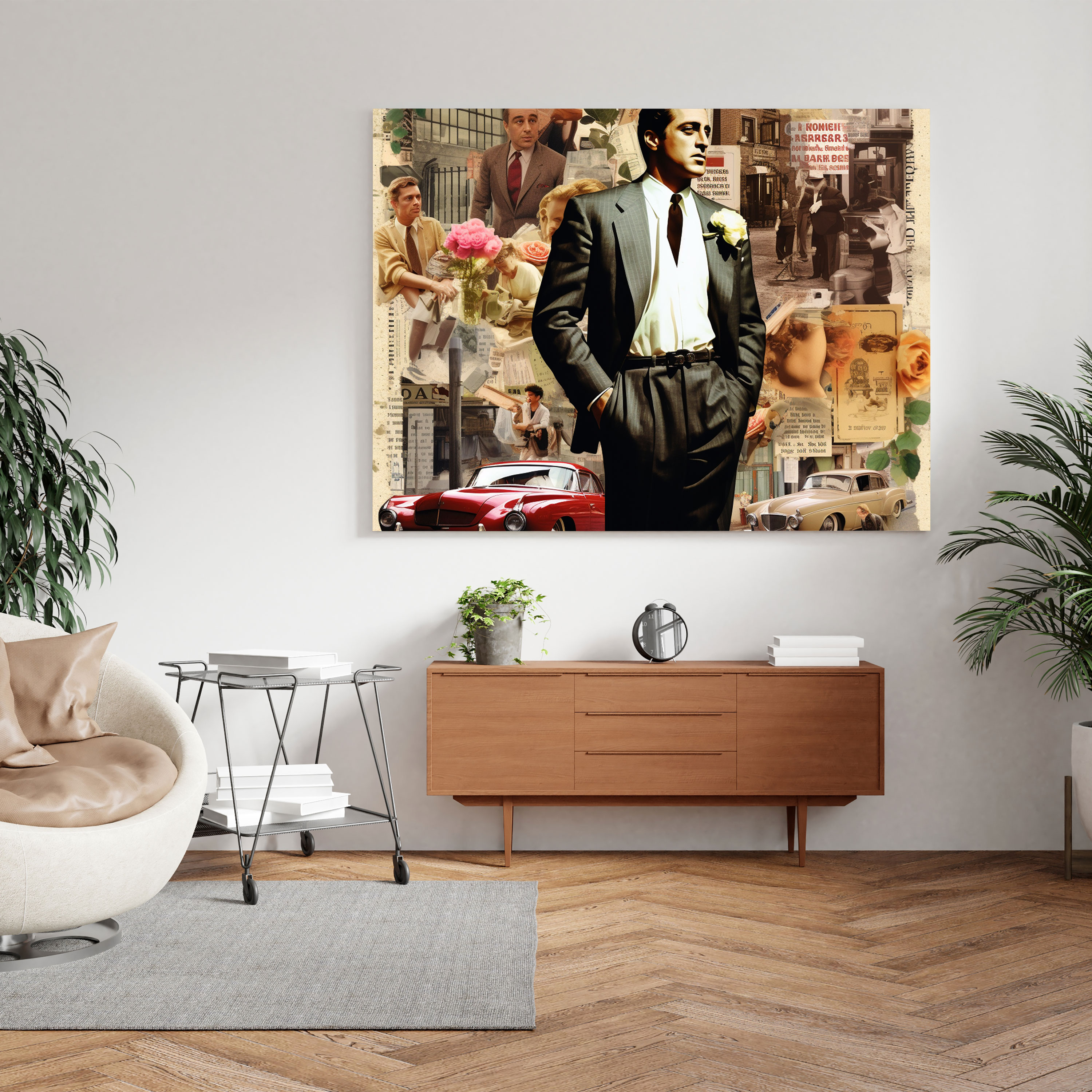 Godfather Canvas Print - Vintage-Inspired Collage - Godfather, Home Decoration, Canvas Wall Art, Canvas Print