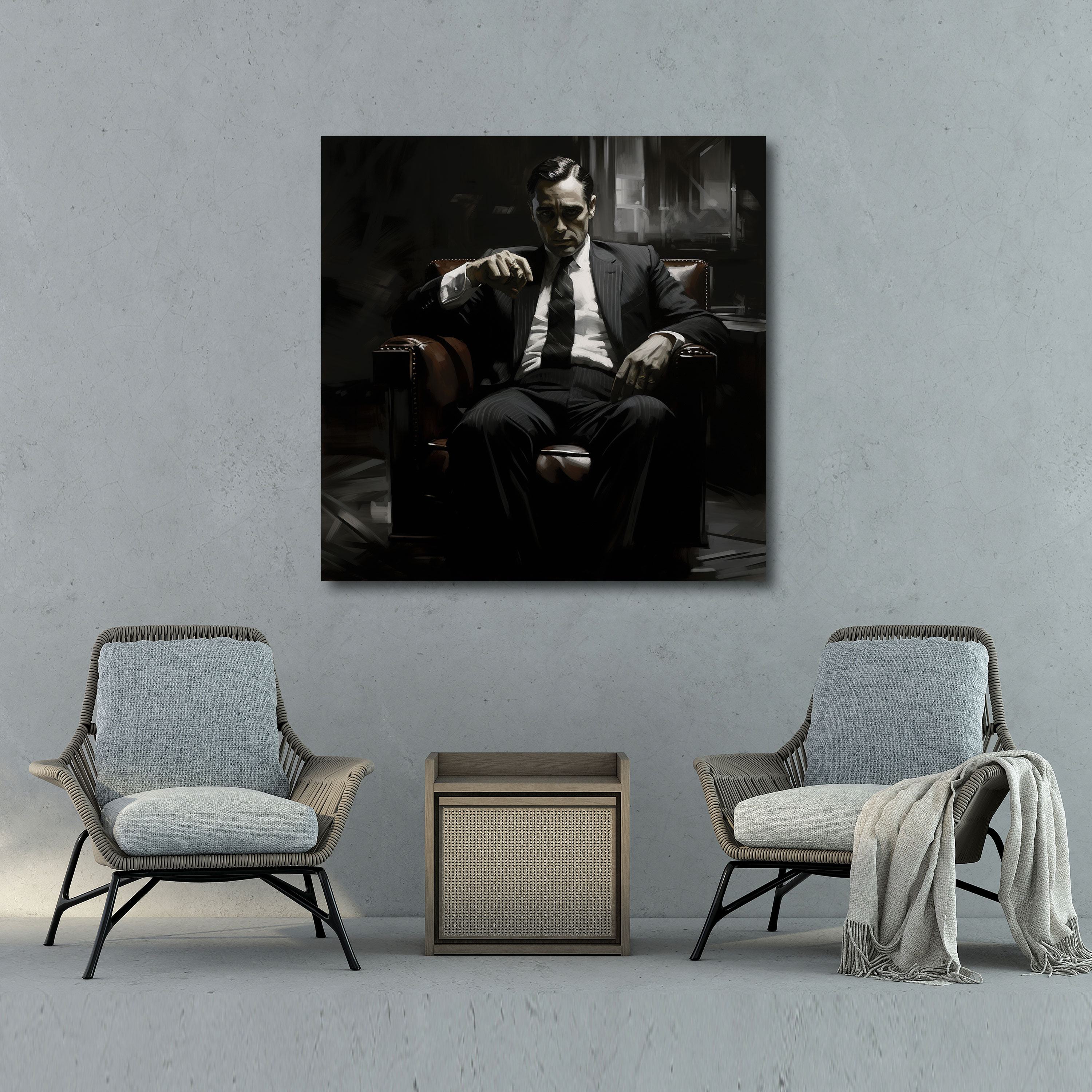 Godfather Canvas Print - Classic Black And White Painting - Godfather, Canvas Wall Art, Godfather, Canvas