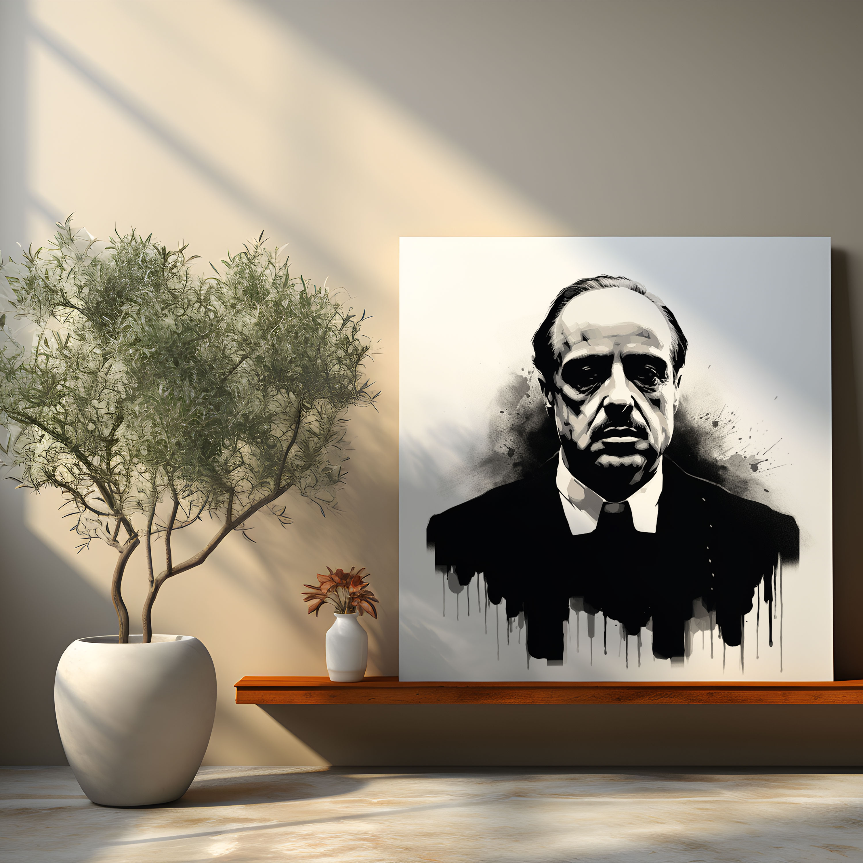 Godfather Canvas Print - Minimalist Black And White Sketch - Godfather, Canvas Print, Canvas, Canvas Wall Art