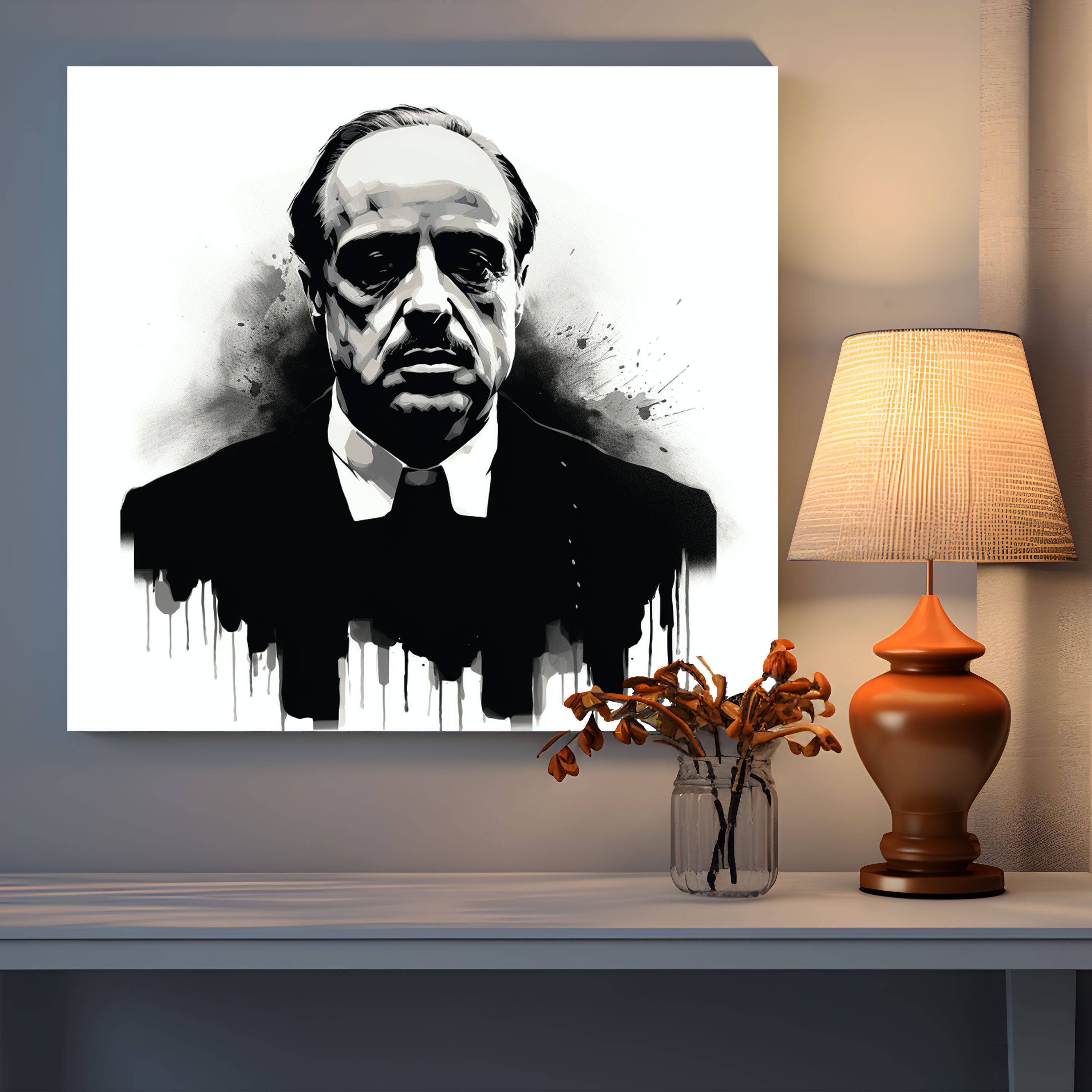 Godfather Canvas Print - Minimalist Black And White Sketch - Godfather, Canvas Print, Canvas, Canvas Wall Art