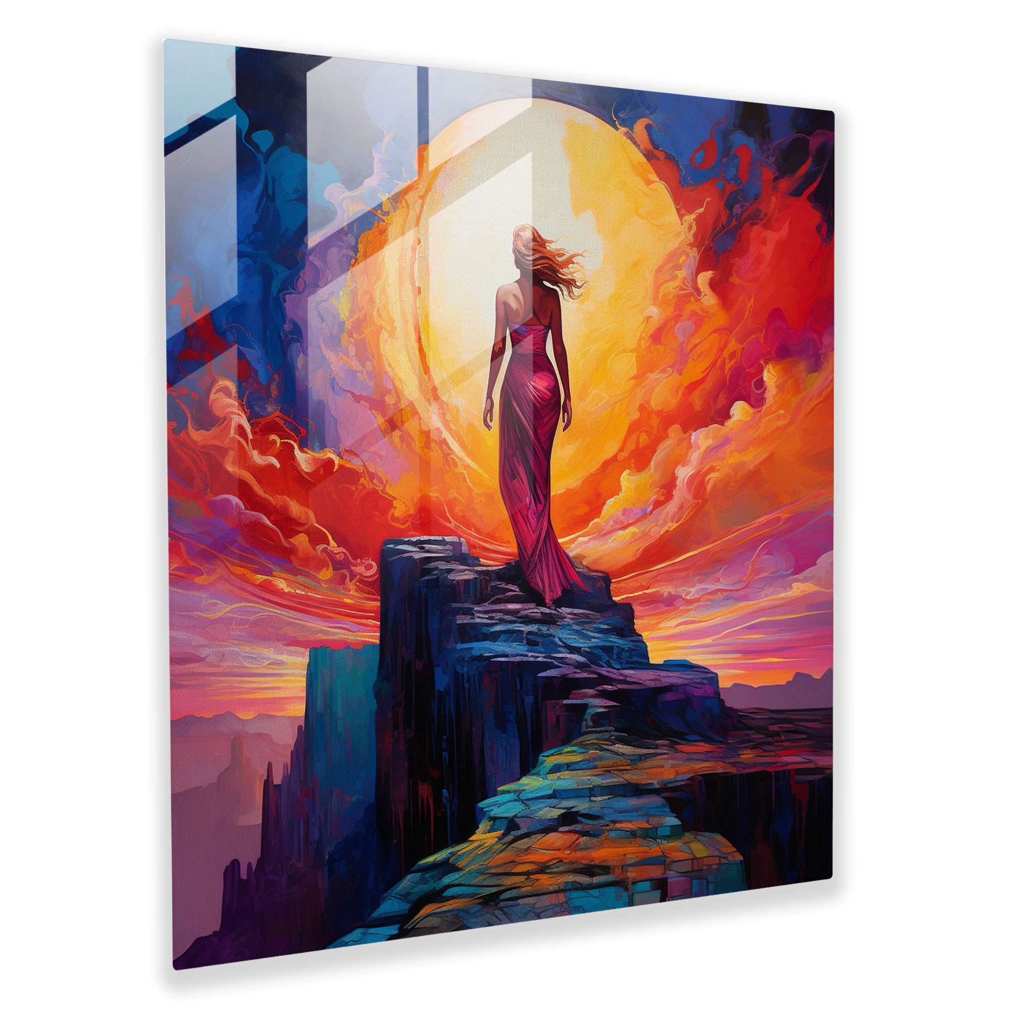 Mesmerizing Abstract Glass Print - Goddess of Mountaintop