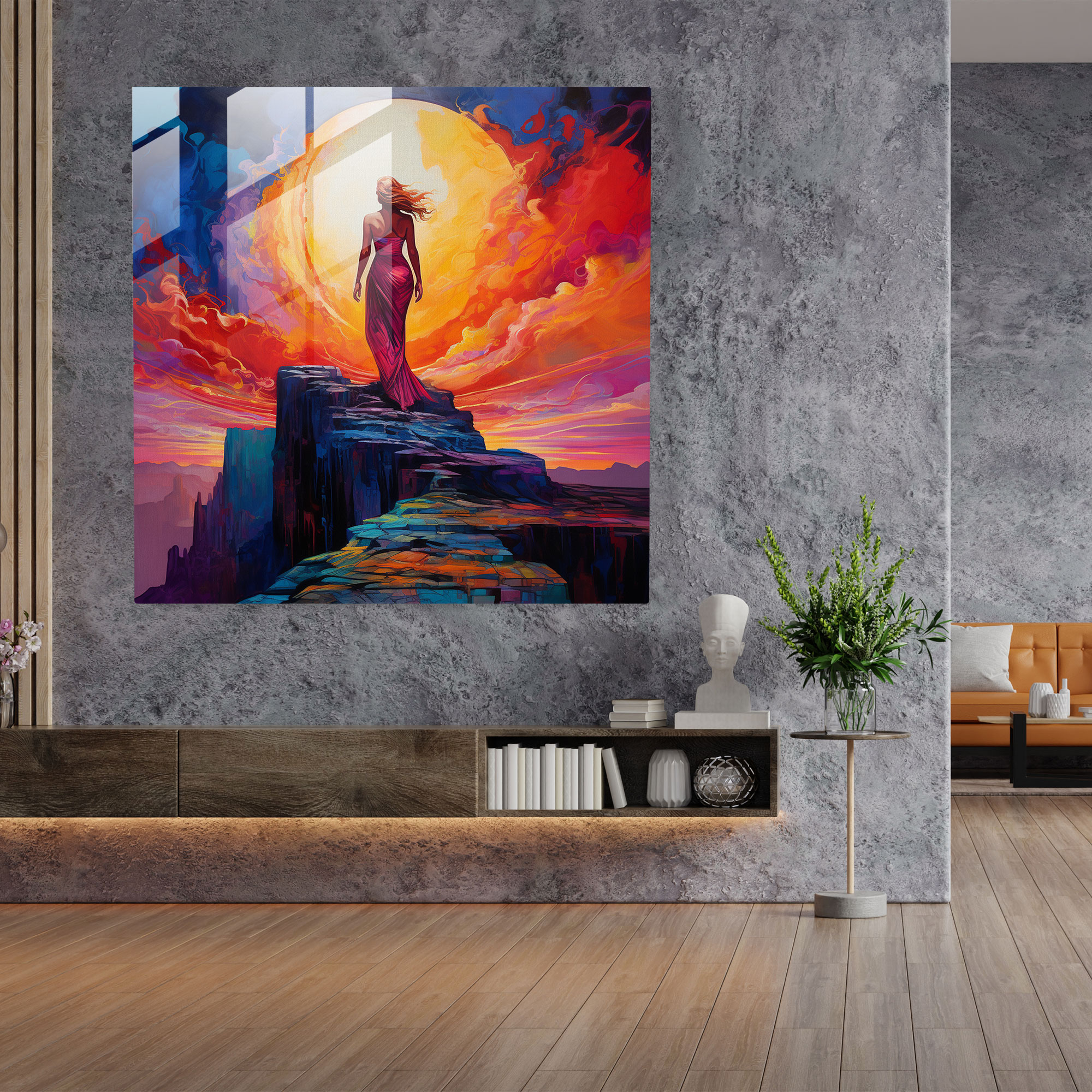 Mesmerizing Abstract Glass Print - Goddess of Mountaintop