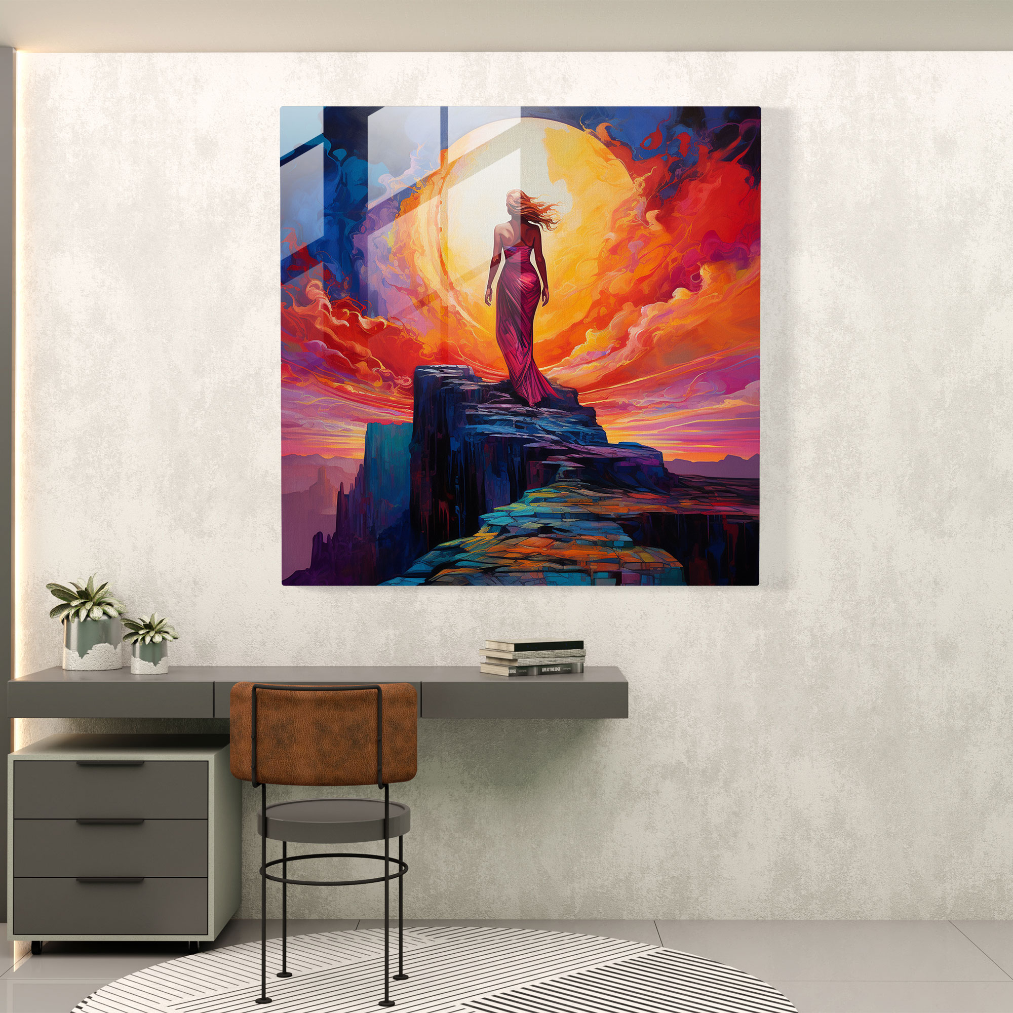 Mesmerizing Abstract Glass Print - Goddess of Mountaintop