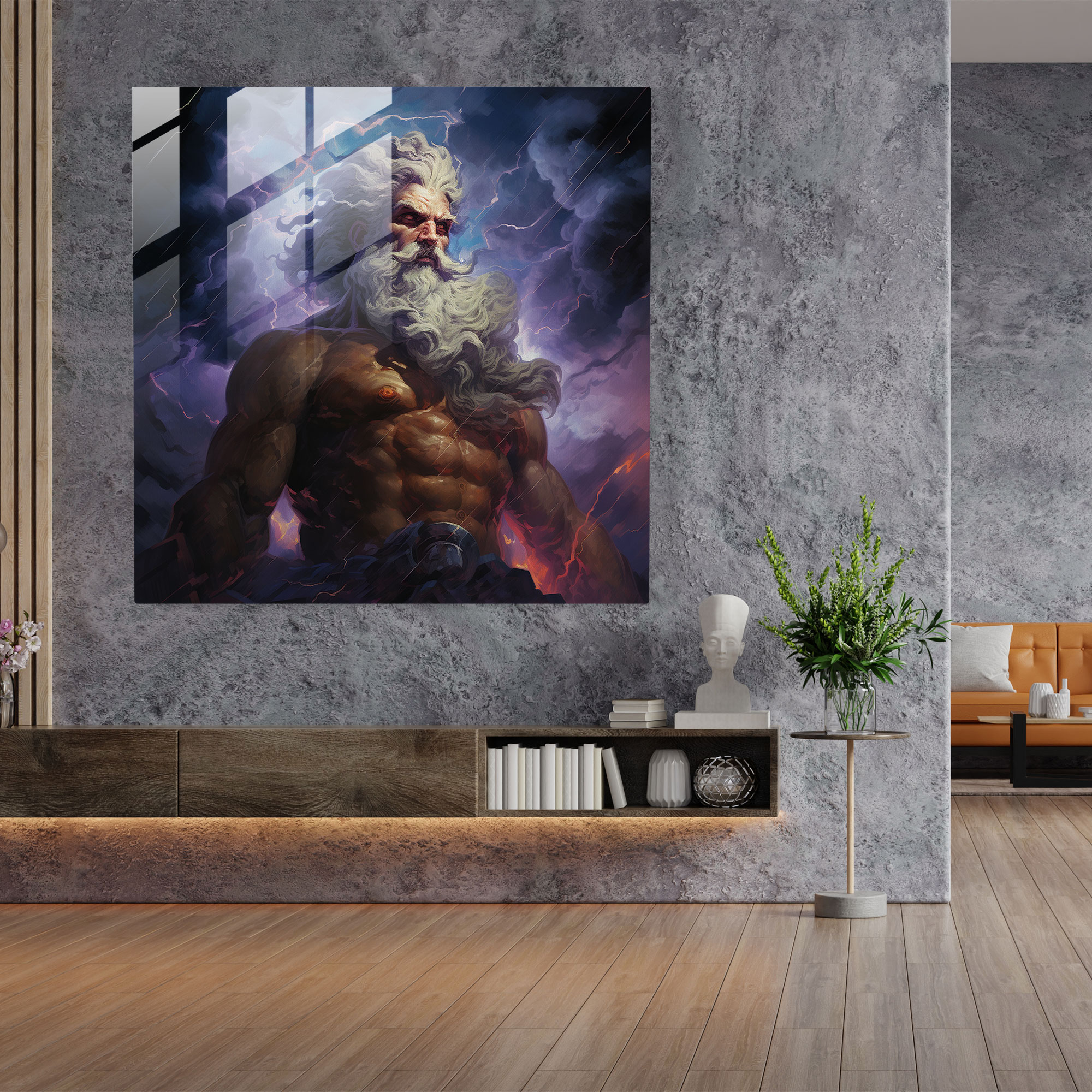 Surreale Castellum Glass Print - Greek God Zeus Glass Wall Art